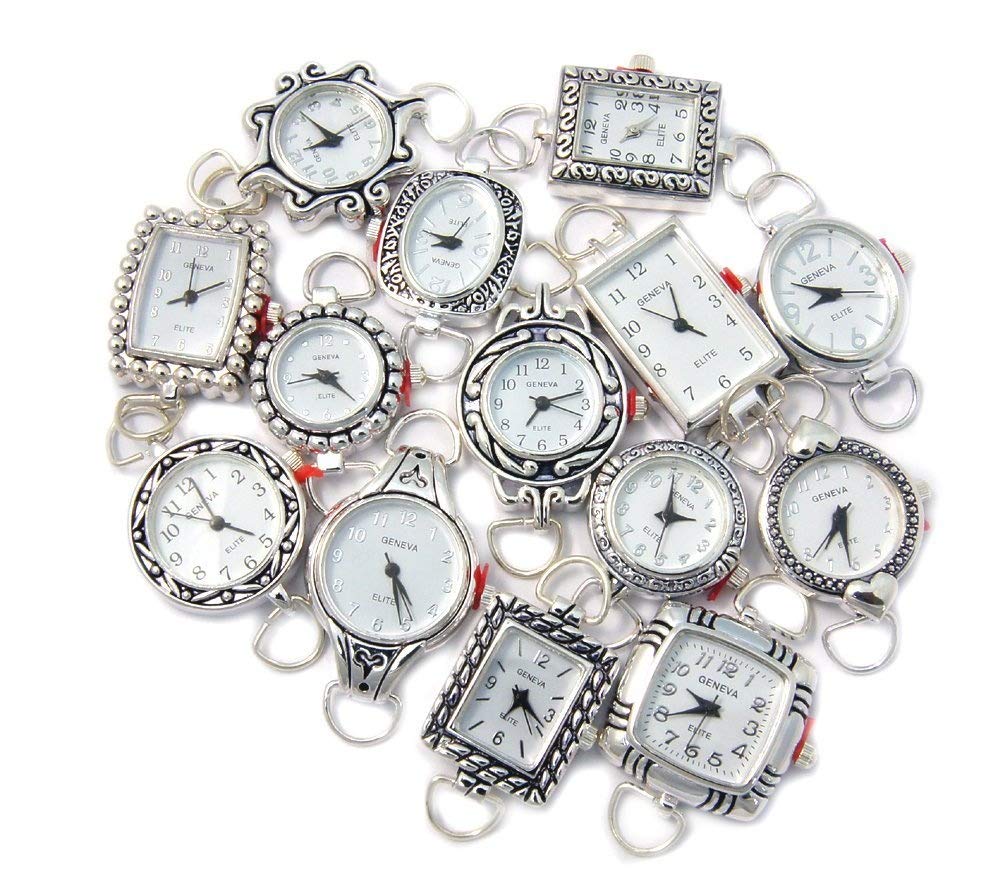 10 Mix Silver Tone Geneva Elite Watch Faces for Beading - Geneva Official Imagery - 3