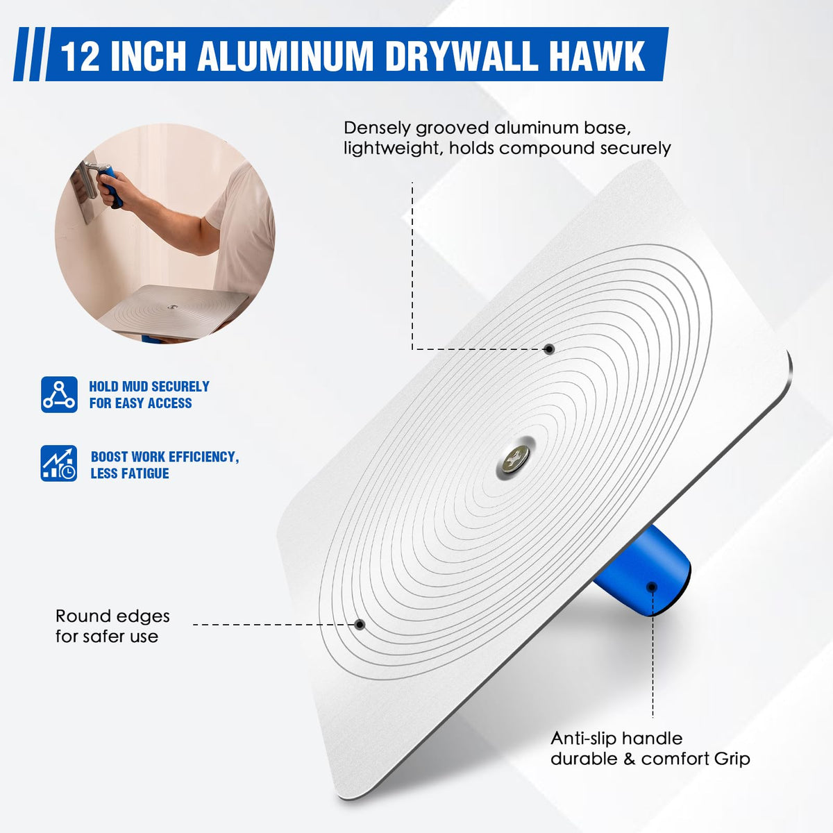 16PCS Drywall Tools Kit Drywall Knife Set with 12 Hawk - Konvixon Official Imagery - 5