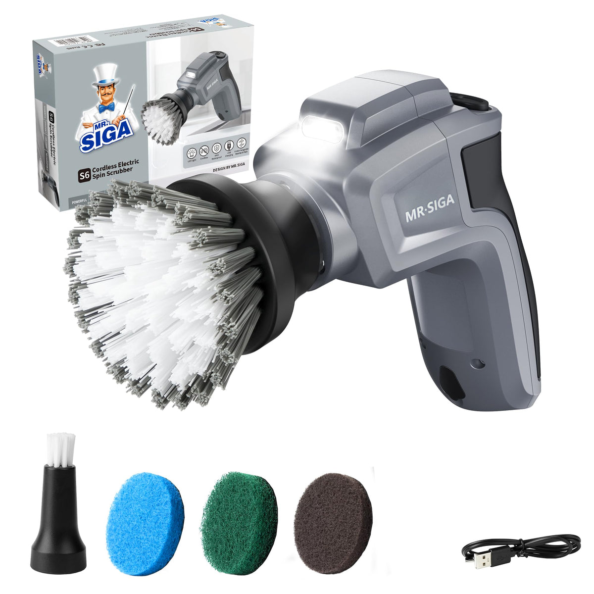 MR SIGA Electric Spin Scrubber for Kitchen and Bathroom - MR.SIGA Official Imagery - 2