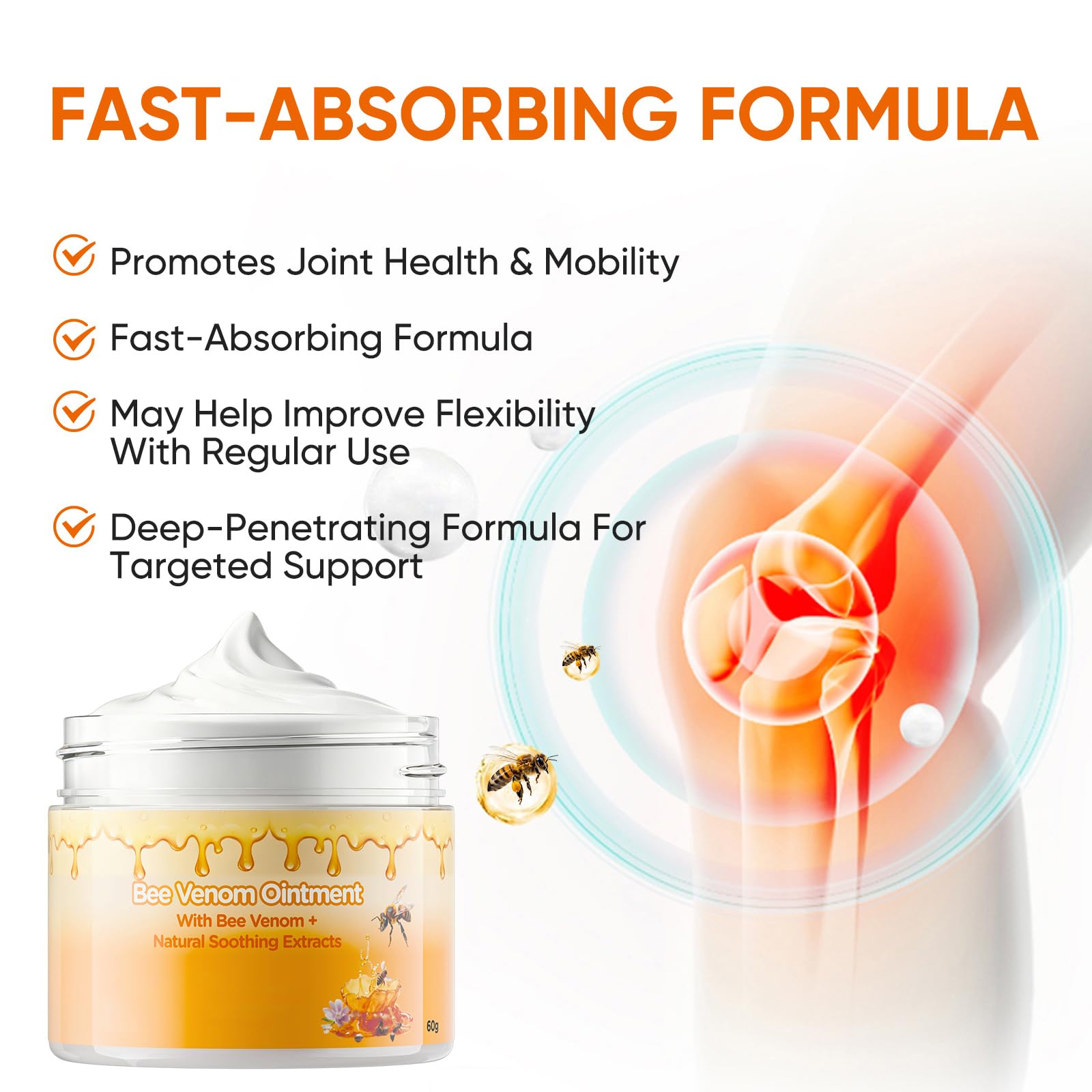 OUPEICHARM Bee Venom Warming Cream moisturizer for back and knees, smooth, skin-soothing formula in a jar.