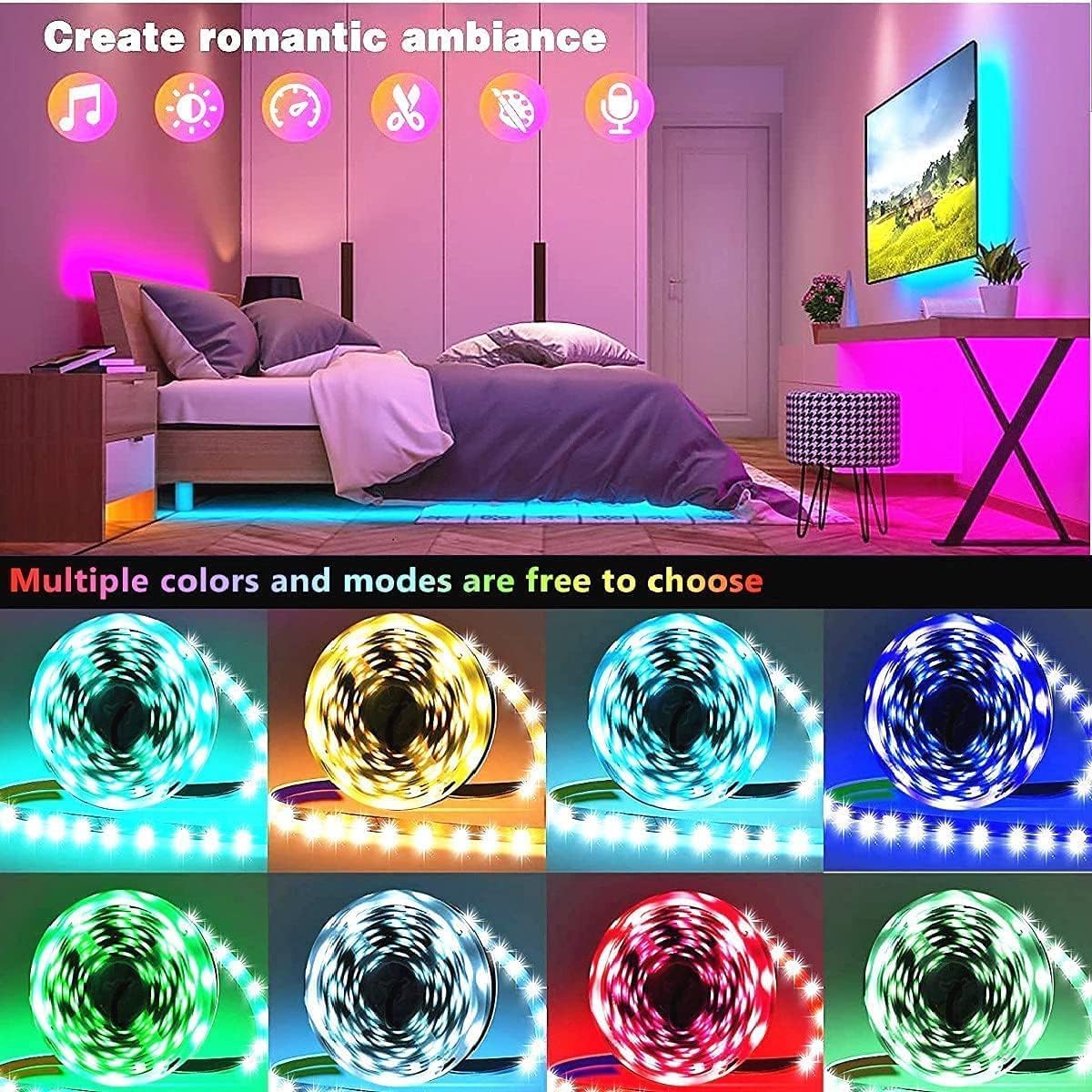 Tenmiro 50ft Led Strip Lights, Smart Led Lights Strip Music Sync - Tenmiro Official Product View 5