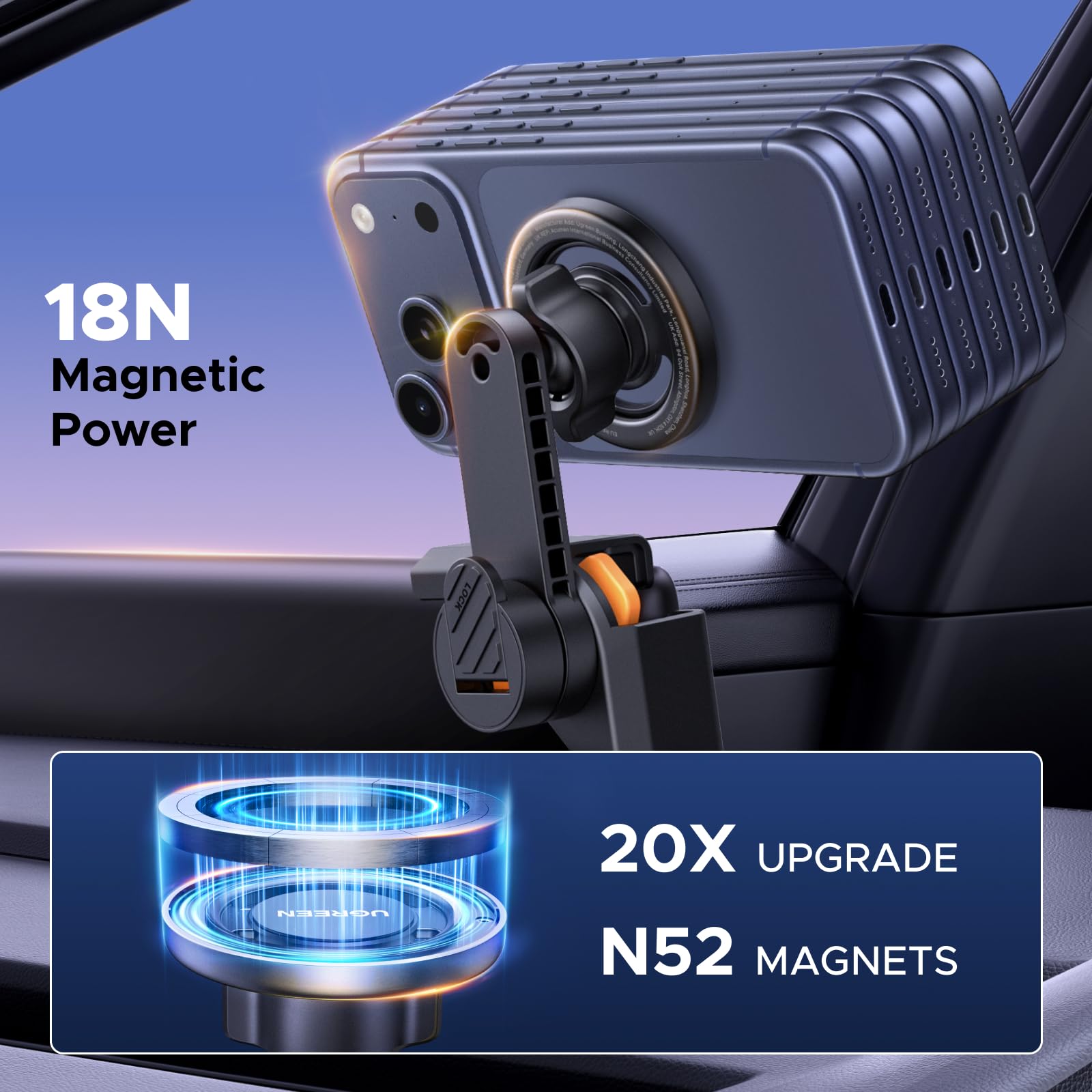 Elefair Tech UGREEN Tesla Phone Mount with Strongest Magnet Power, Fully - Elefair Tech Official Product View 2