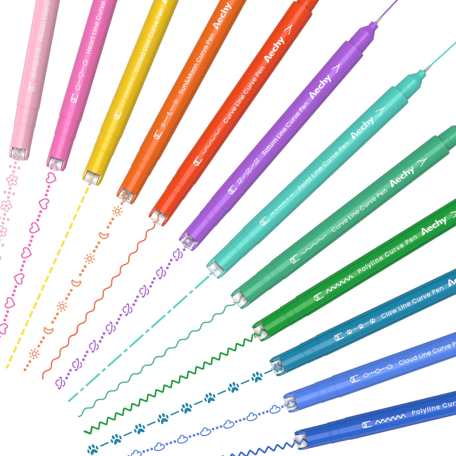 AECHY Dual Tip Curve Highlighter Pens, 8 Patterns, 8 Colors, 8 Pack - View 7