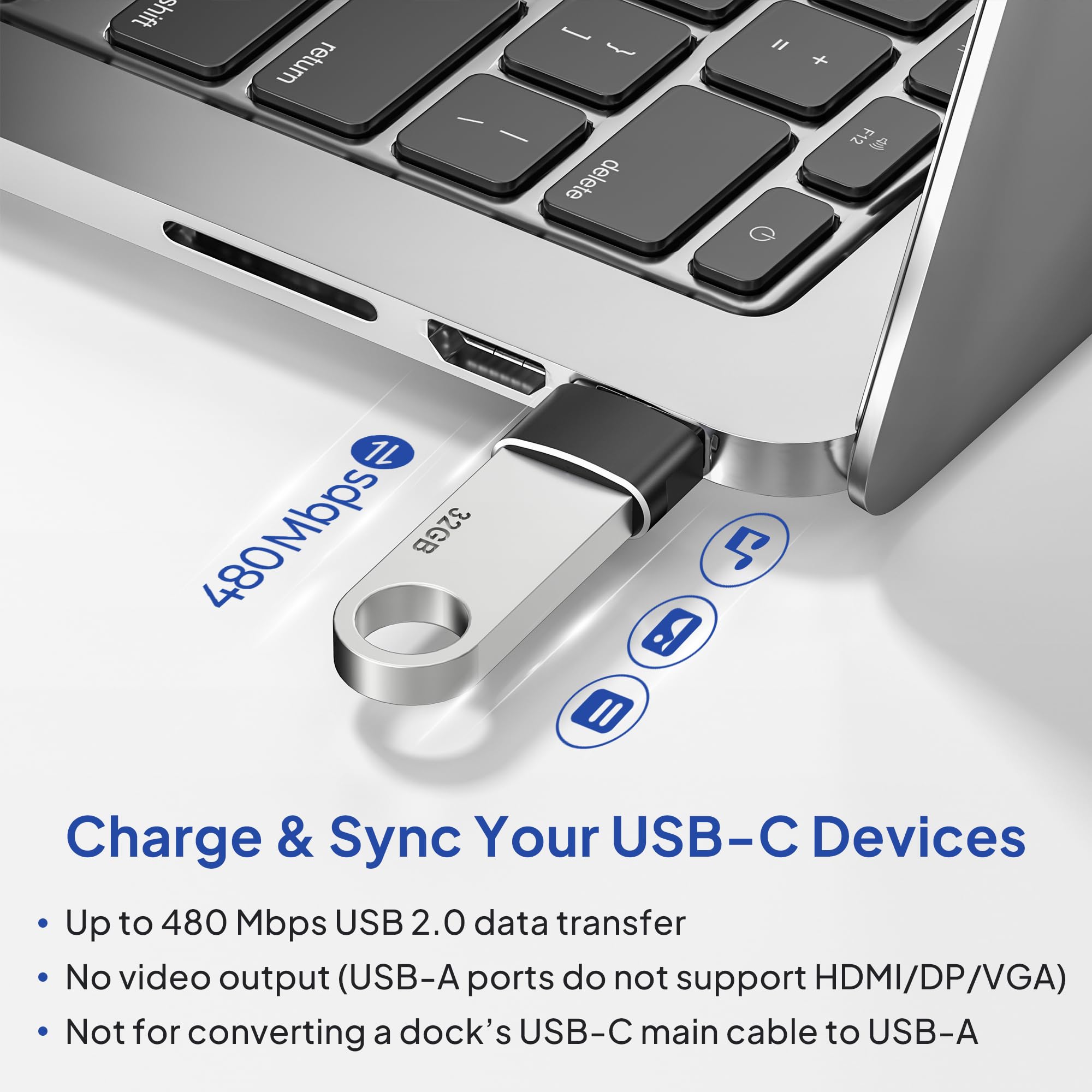 Elebase USB to USB C Adapter for iPhone 17 4Pack,USBC Car Charger by Elebase - Angle View 5