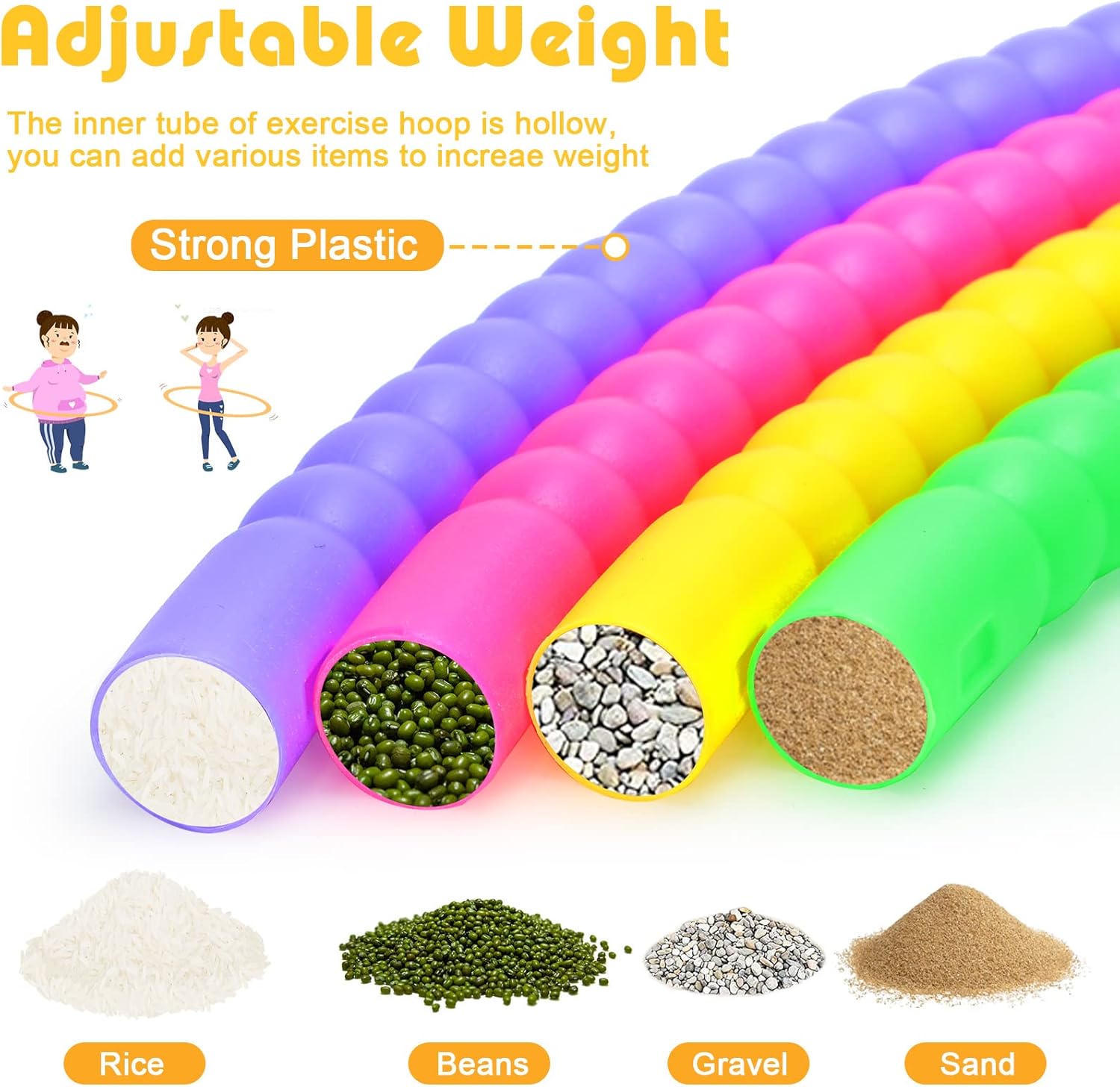 Vinsot Toy Hoop with detachable plastic hoops for exercise and play, suitable for kids' fitness and fun activities.