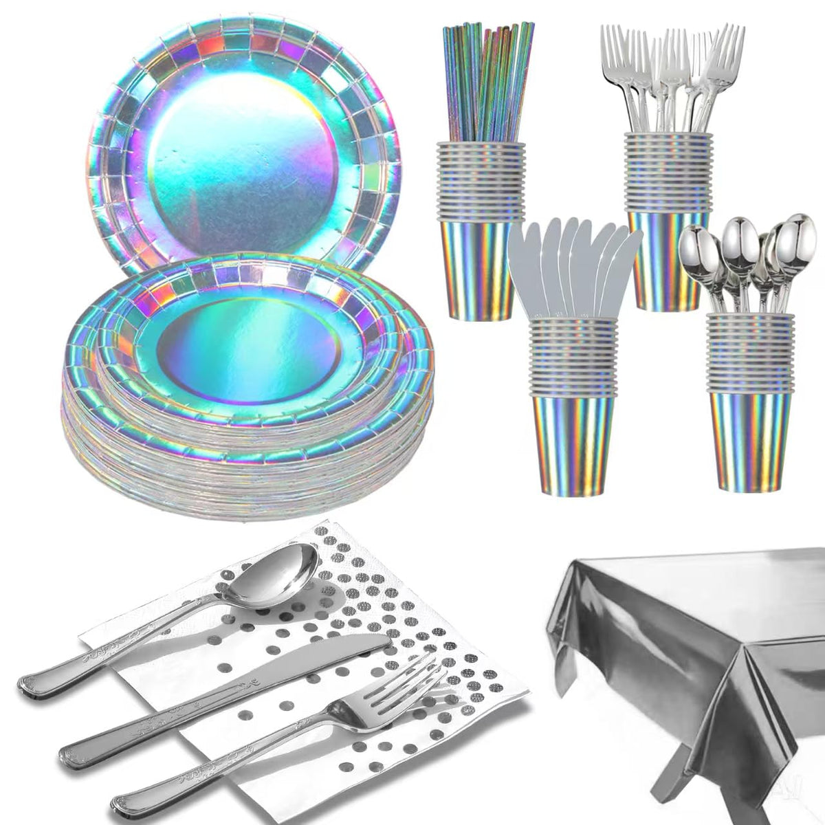 201 piece disposable party tableware set with paper plates - Zyzyphor Official Imagery - 1