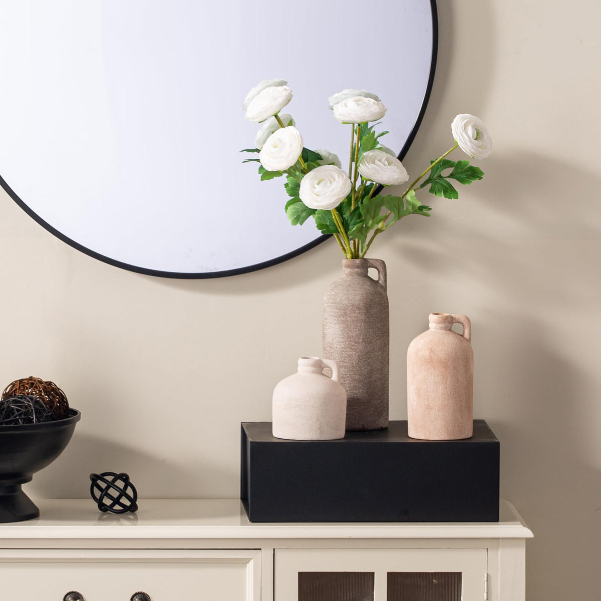 Ceramic Vase Set of 3 Home Decor Living Room Table - Vanselia Official Imagery - 6