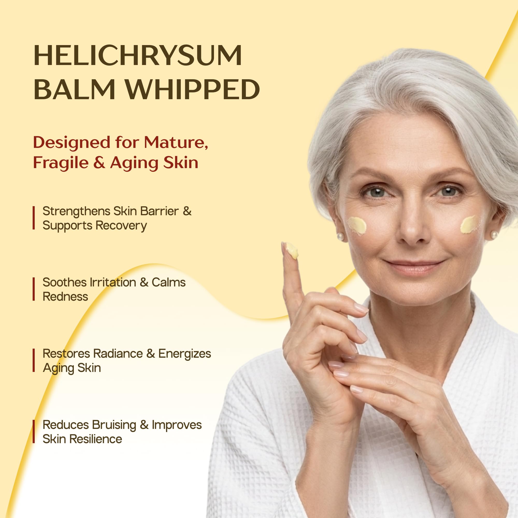Velvet Aura Helichrysum Balm for mature and delicate skin, 2 oz, moisturizing skin moisturizer with a smooth, velvety texture.