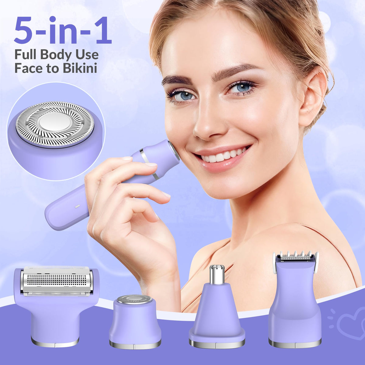KINGTEE 5 in 1 Electric Bikini Trimmer for Women IPX7 - KINGTEE Official Imagery - 5