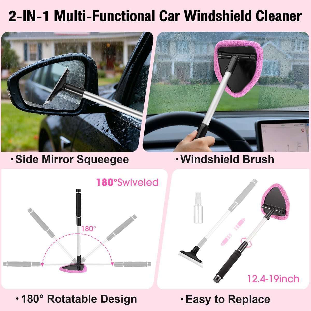 Pink Car Cleaning Kit 25Pcs Detailing Kit Interior with 4 in - vioview Official Imagery - 6