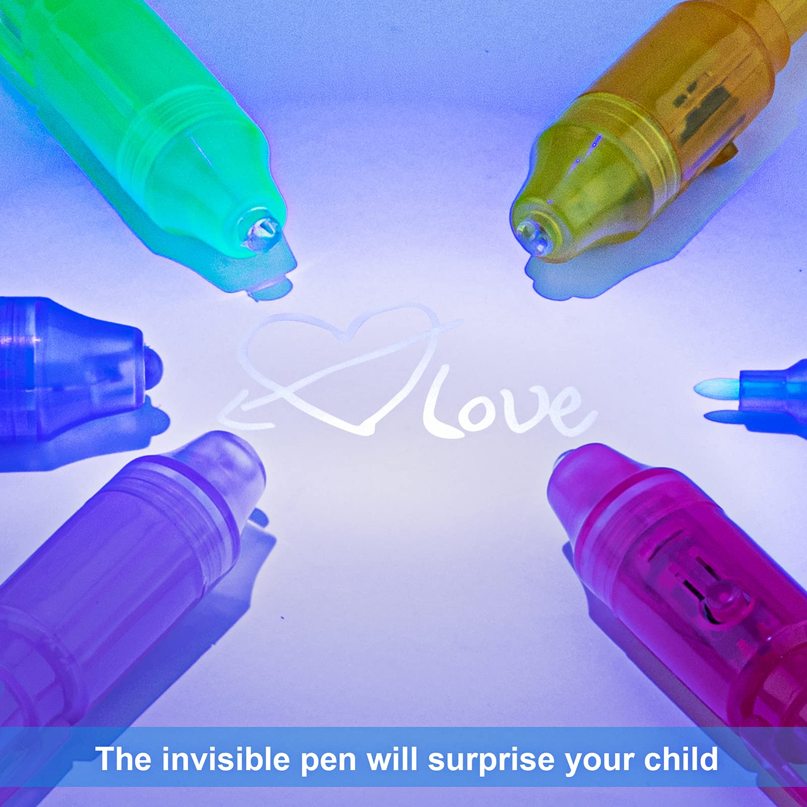 STENDA Invisible Ink Pen with UV Light - 16Pcs Spy Pens for Valentine Gifts - STENDA Official Product View 4