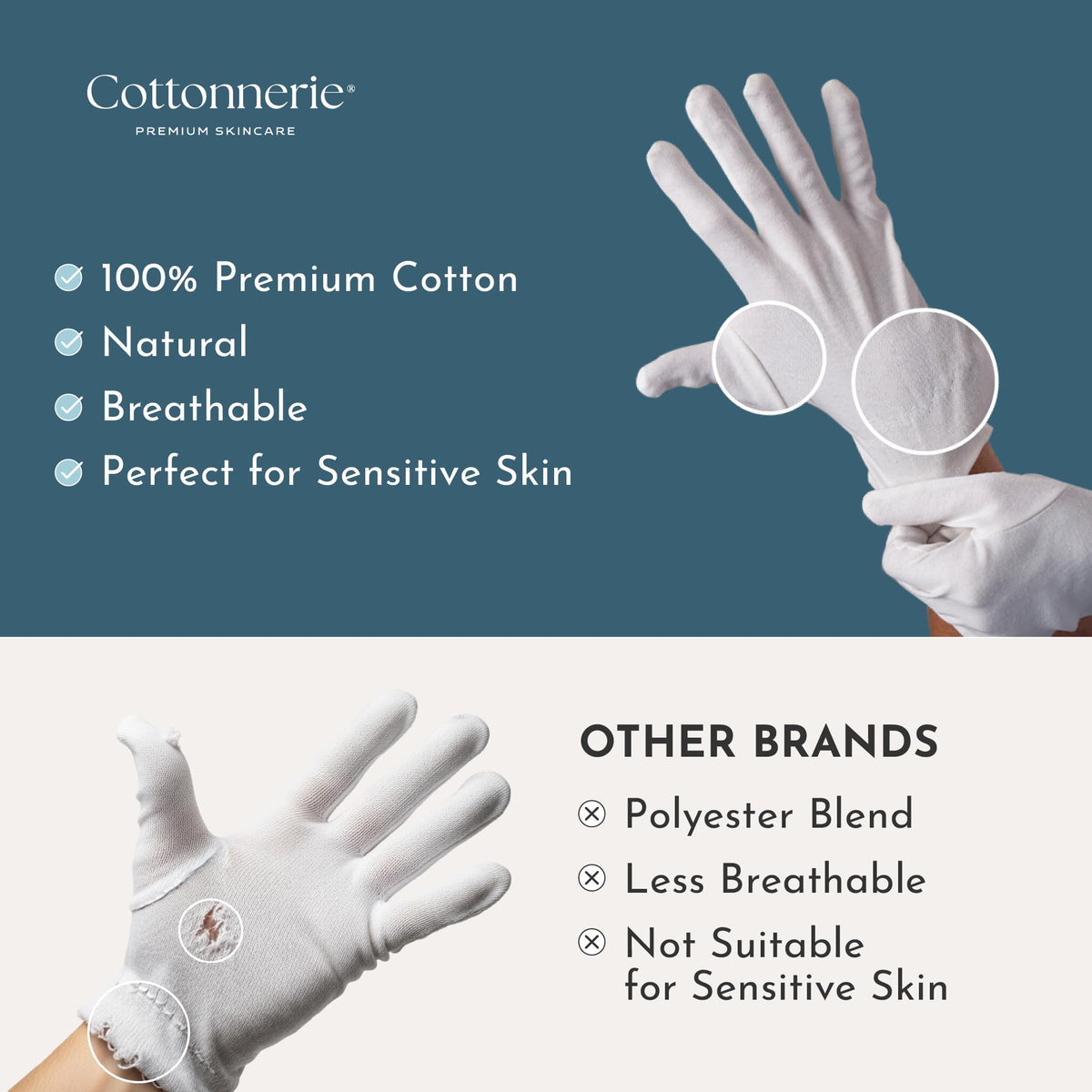 8 Pairs Cottonnerie Original Cotton Gloves for Dry Hands - COTTONNERIE Official Imagery - 4