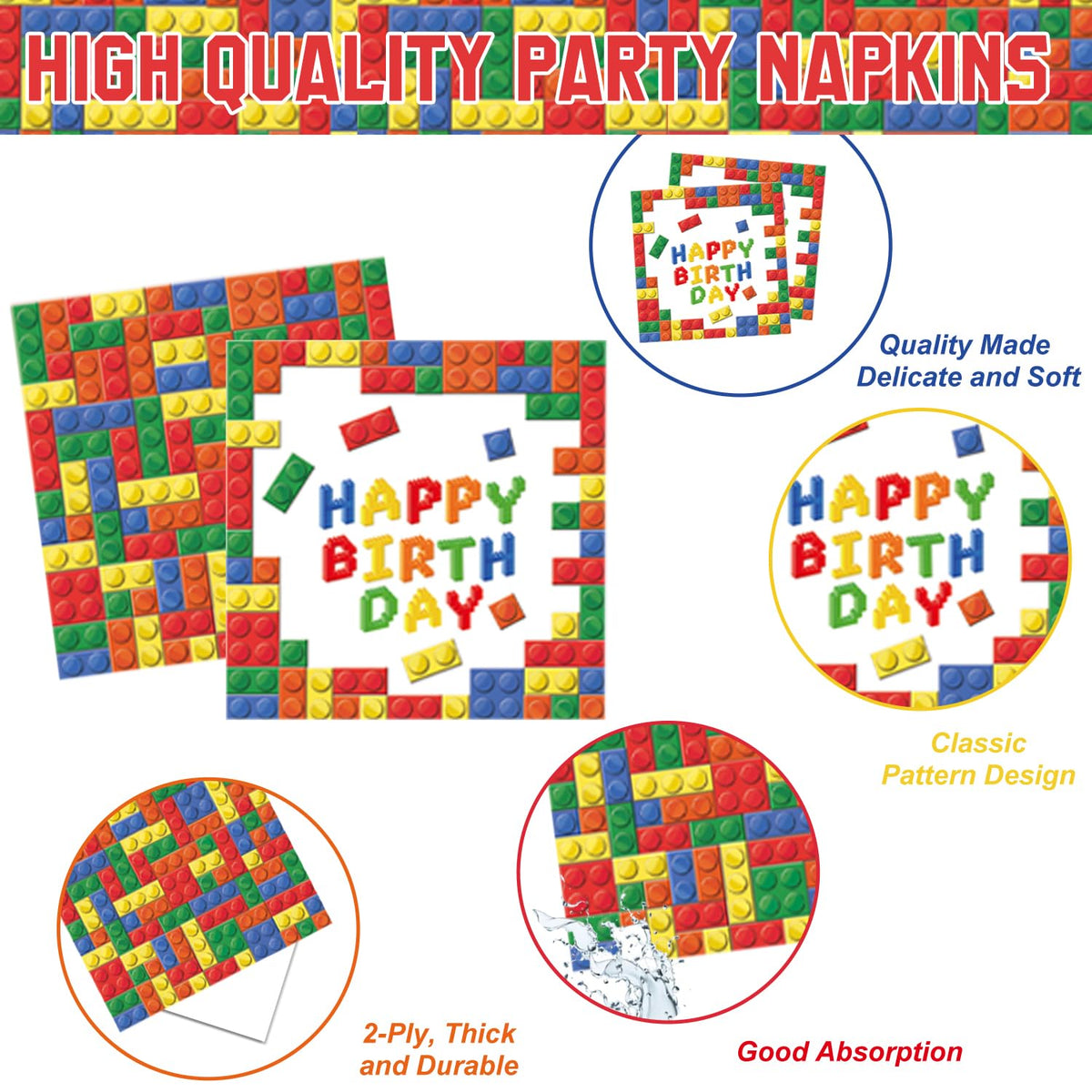 173 PCS Building Block Birthday Party Decorations - QIYANPAX Official Imagery - 5