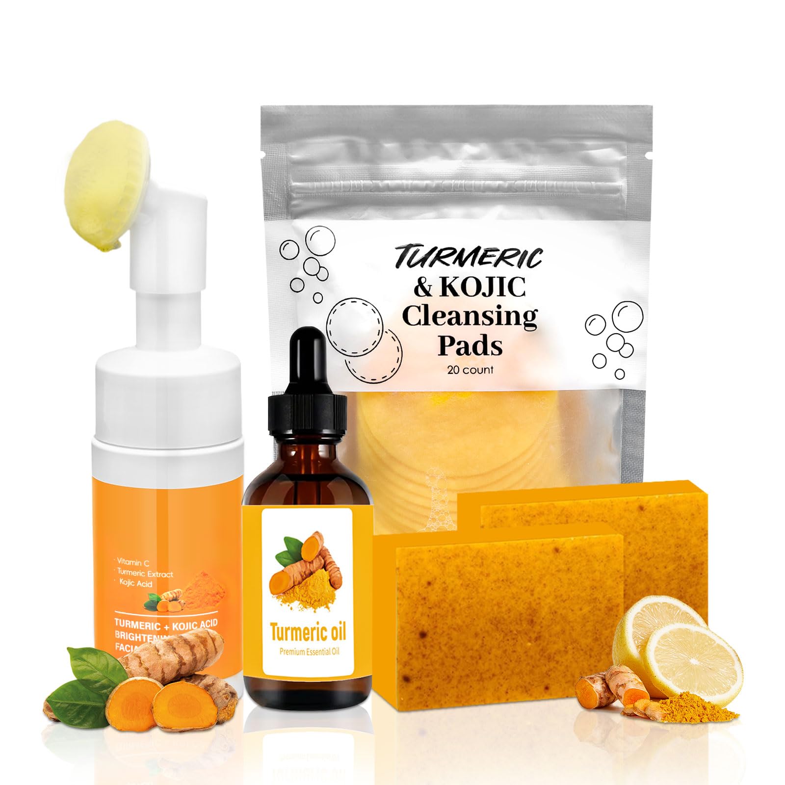 Turmeric Wash and Care 4 Piece Set,Turmeric Skincare Set: - Product Imagery
