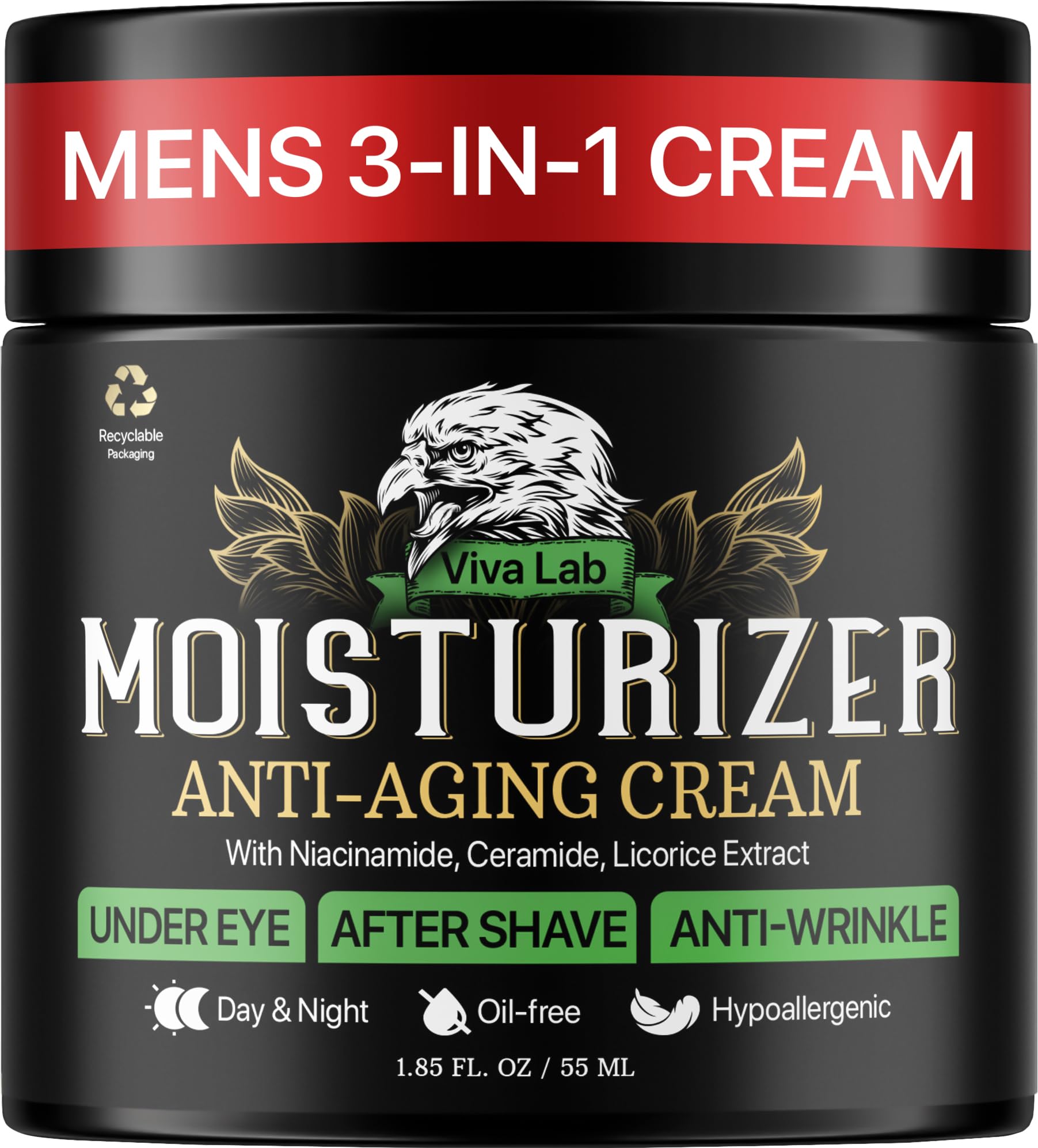 Mens Face Moisturizer Anti-Aging Cream - Lightweight After Shave - Product Imagery