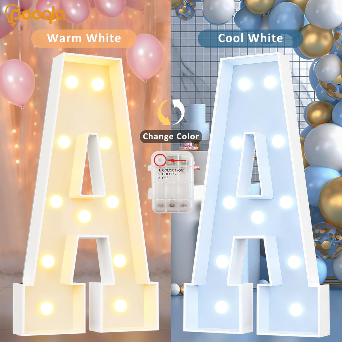 3 FT Marquee Letters Light Up Letter X Cool White and Warm - Pooqla Official Imagery - 4