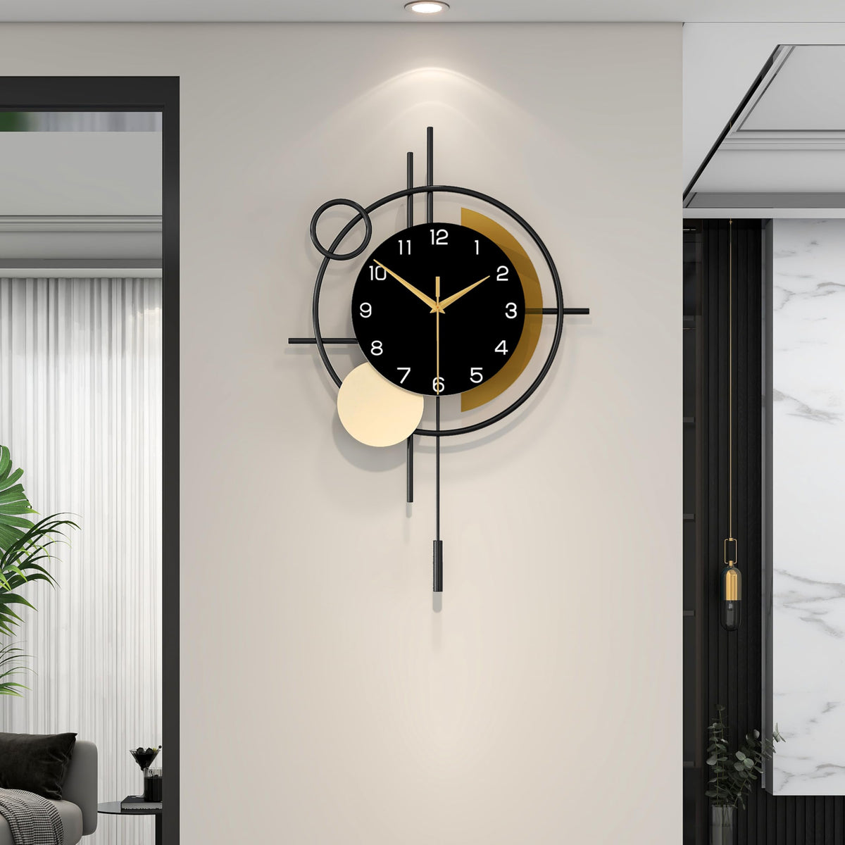 Wall Clock for Living Room Decor Modern Clock Pendulum - YIJIDECOR Official Imagery - 1