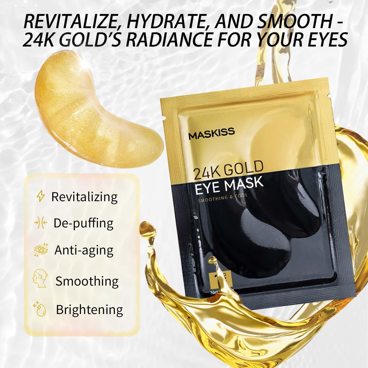 Maskiss 24k Gold Under Eye Patches  , eye mask, Collagen Skin Care Pro - View 8