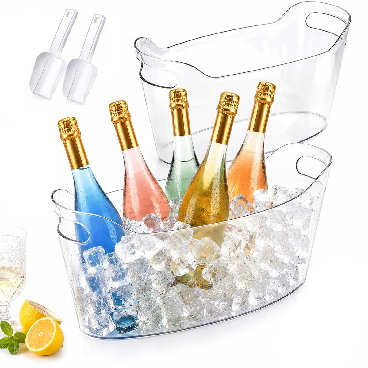 6 5L Ice Bucket for Parties 2 Packs Portable Drink Bucket - Premium Selection Official Imagery - 1