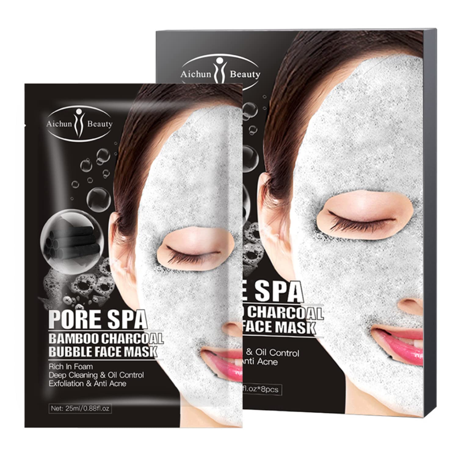 AICHUN BEAUTY Pore Spa Bamboo Charcoal Bubble Face Mask Deep - AICHUN BEAUTY