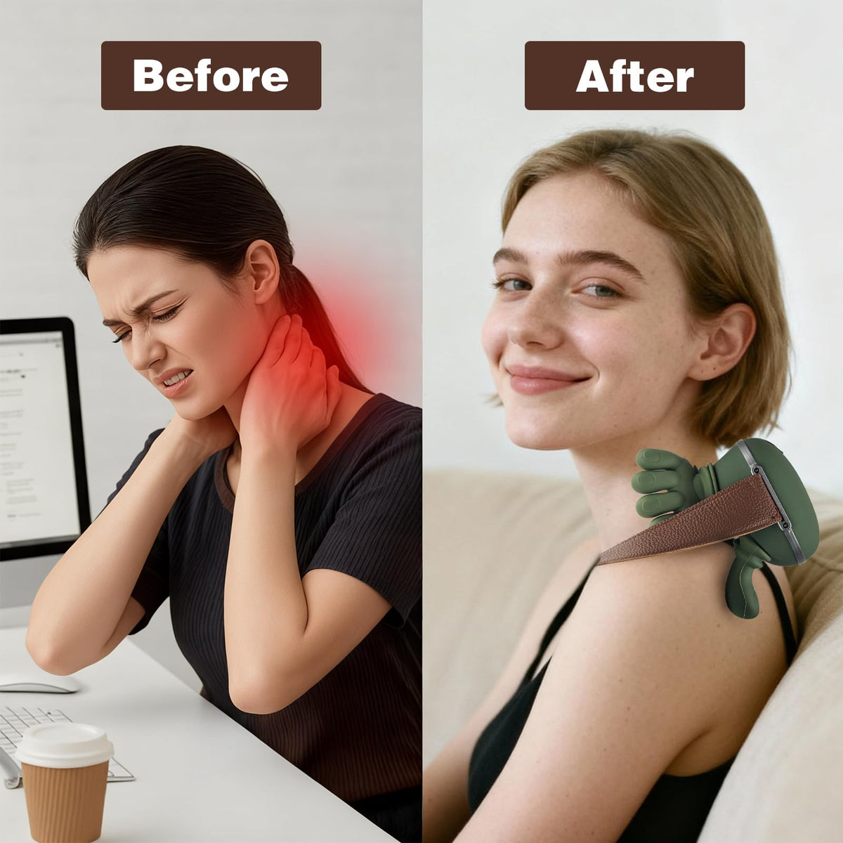 Neck Massager with Heat for Pain Relief Deep Tissue Cordless - Dojavop Official Imagery - 8