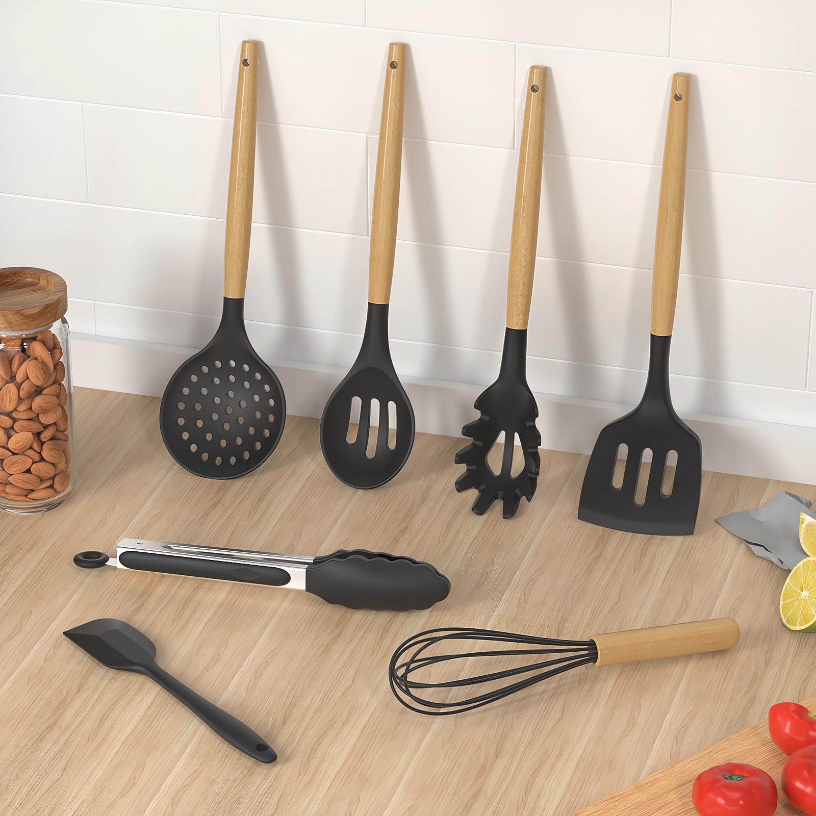 oannao Silicone Cooking Utensils Kitchen Utensil Set - 446°F Heat by oannao - Angle View 2