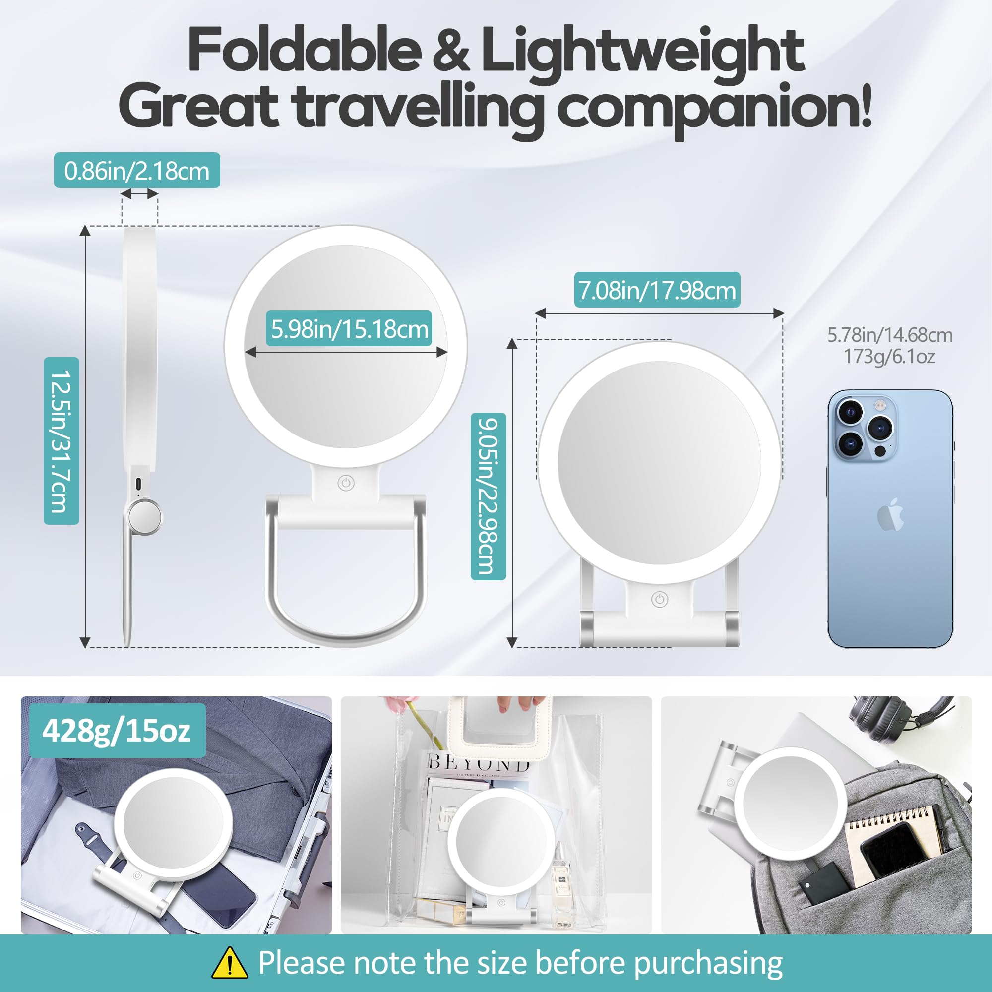 B Beauty Planet Magnifying Mirror with Light 30X, Double-Sided 1X/ 30X Magnifyin - B Beauty Planet Official Product View 2