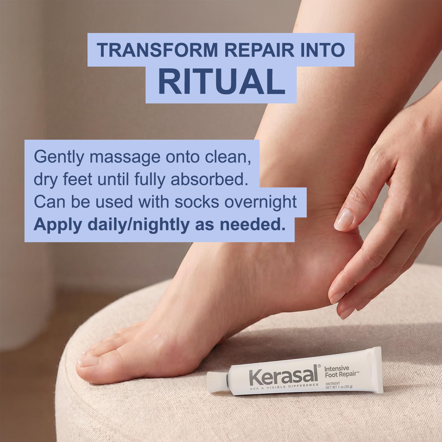 Kerasal Intensive Foot Repair Ointment 1 oz jar, moisturizing skin moisturizer for dry, cracked feet.