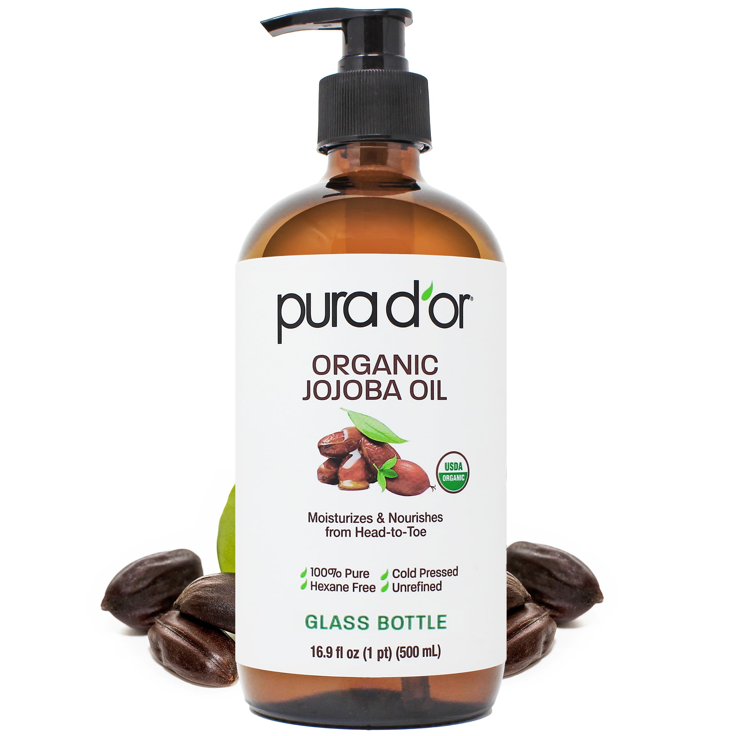 PURA D'OR ORGANIC Jojoba Oil Pure Cold - Pressed & 16 - PURA D'OR Official Product View 2