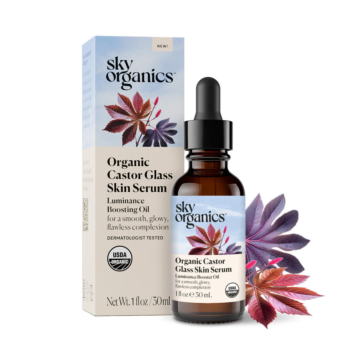 Sky Organics Organic Castor Glass Skin Serum 1 floz for Face - Sky Organics Official Imagery - 2