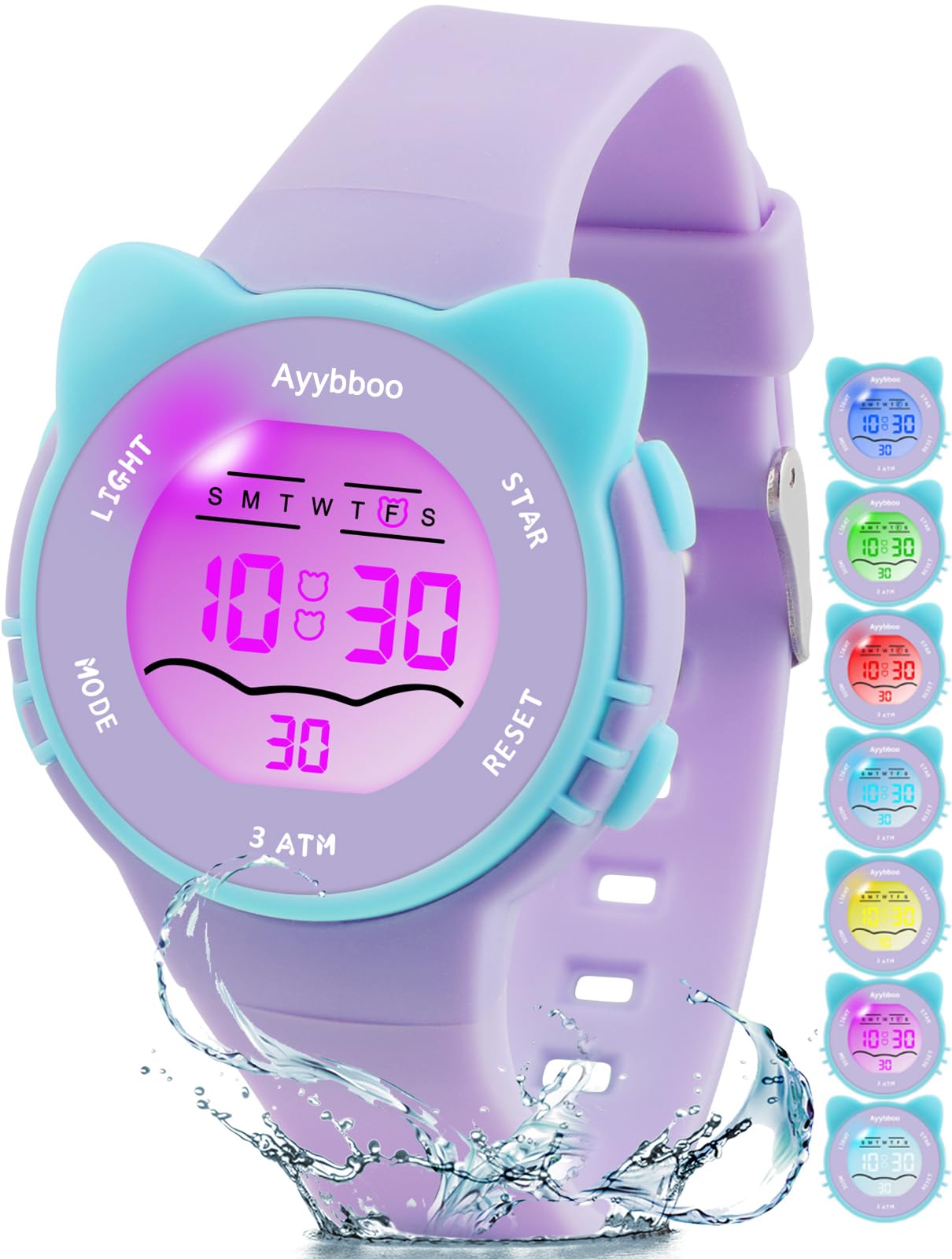 Ayybboo Kids Waterproof Watch 7 Color Light Alarm - View 1