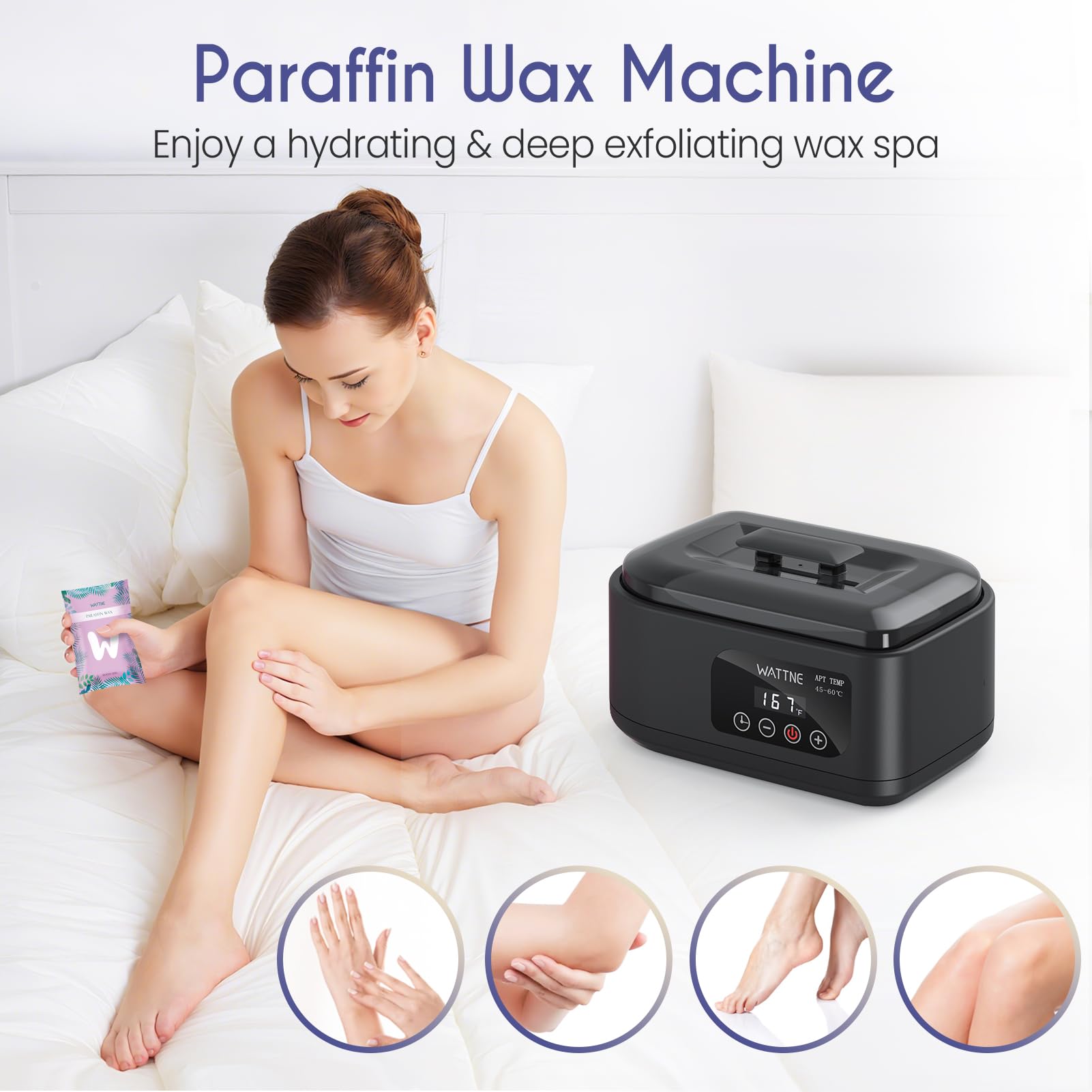 Wattne Paraffin Wax Machine for Hands and Feet, 3500ml Paraffin Wax Warmer with Timer & Keep Warm, Paraffin Wax Bath Moisturizing Kit for Arthritis, Dry Skin Care, Home Spa-Black