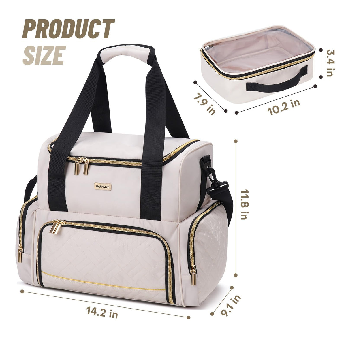 Large Makeup Cosmetic Bag with 2 Removable Case Double Layer - BAFAMYE Official Imagery - 3