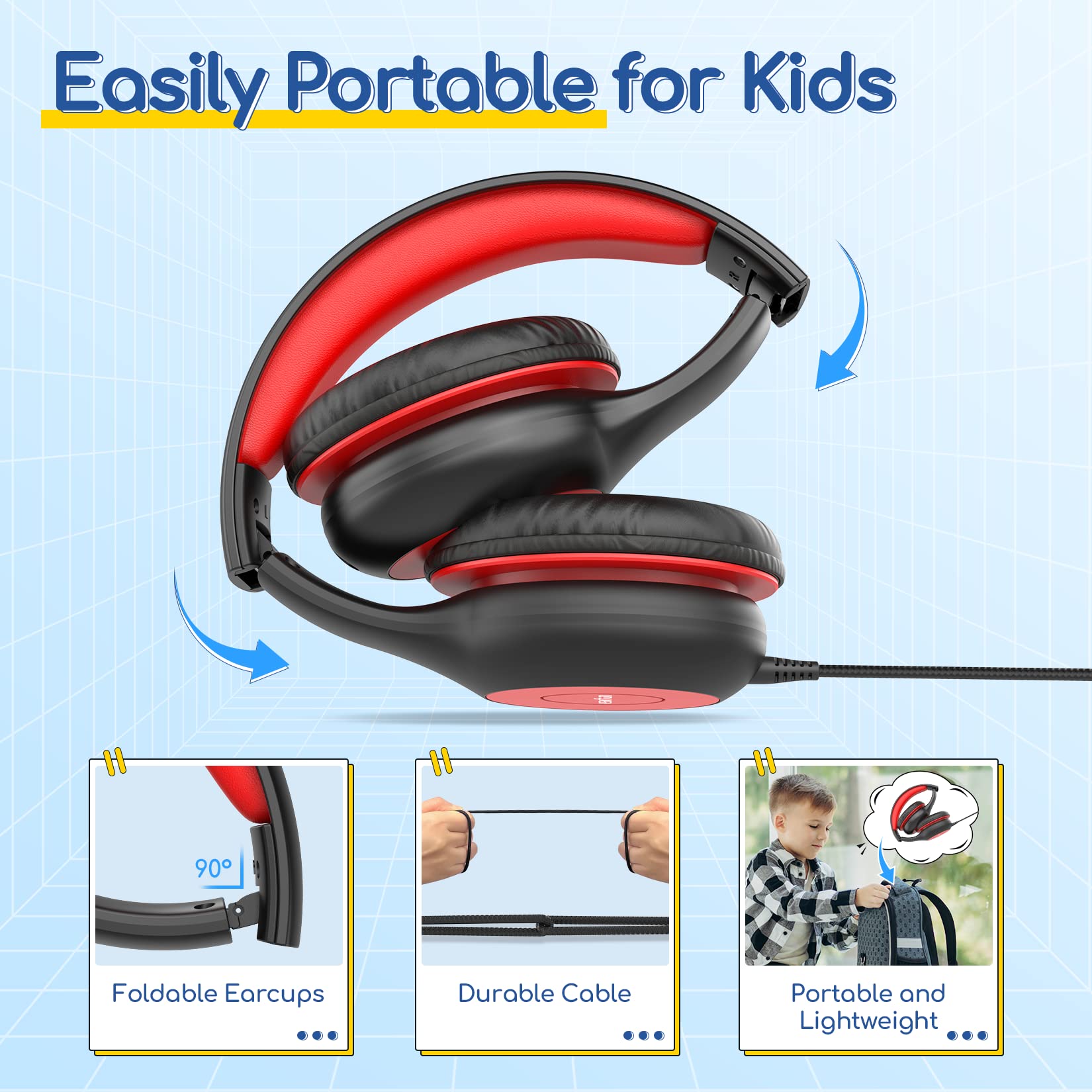 EarFun K1 Kids Headphones Wired with Mic, Volume Limit Headphones - EarFun Official Product View 8