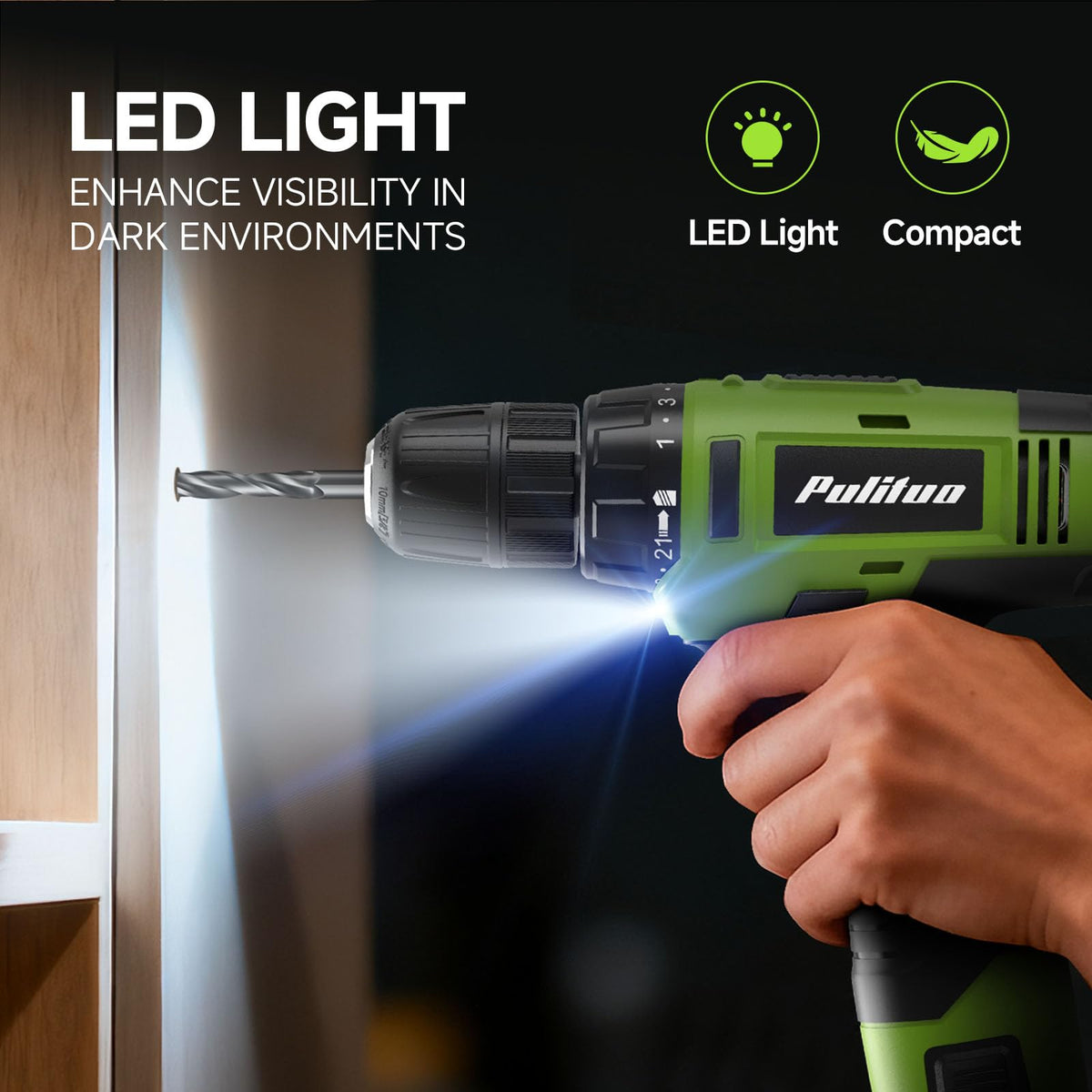 PULITUO Drill Set 149 Piece Home Tool Set with Green 12V - PULITUO Official Imagery - 7