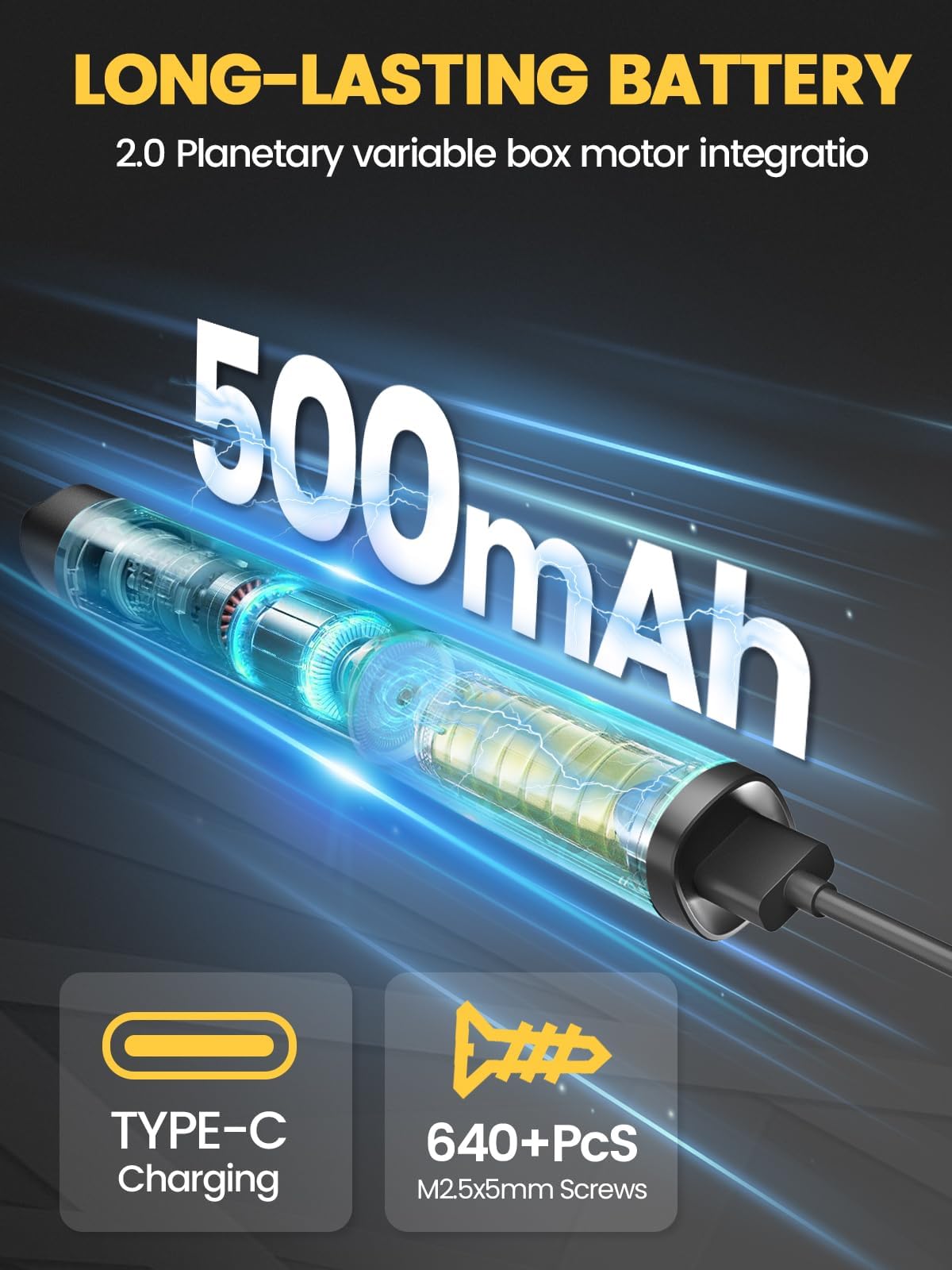 Mini Electric Screwdriver Set 60 Precision Bits 4 Torque - Sowkos Official Imagery - 7