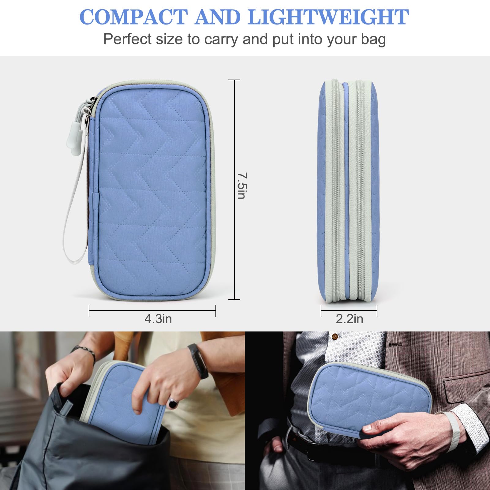 FYY Electronic Organizer, Travel Tech Pouch, Cable Organizer Blue Quil - View 2