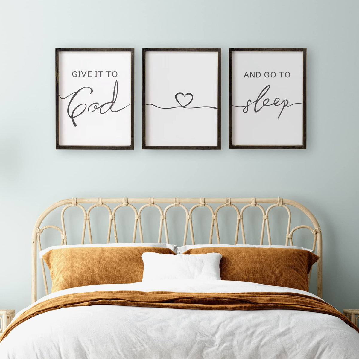 Set of 3 Framed Farmhouse Give it to God and Go to Sleep - Houmury Official Imagery - 8