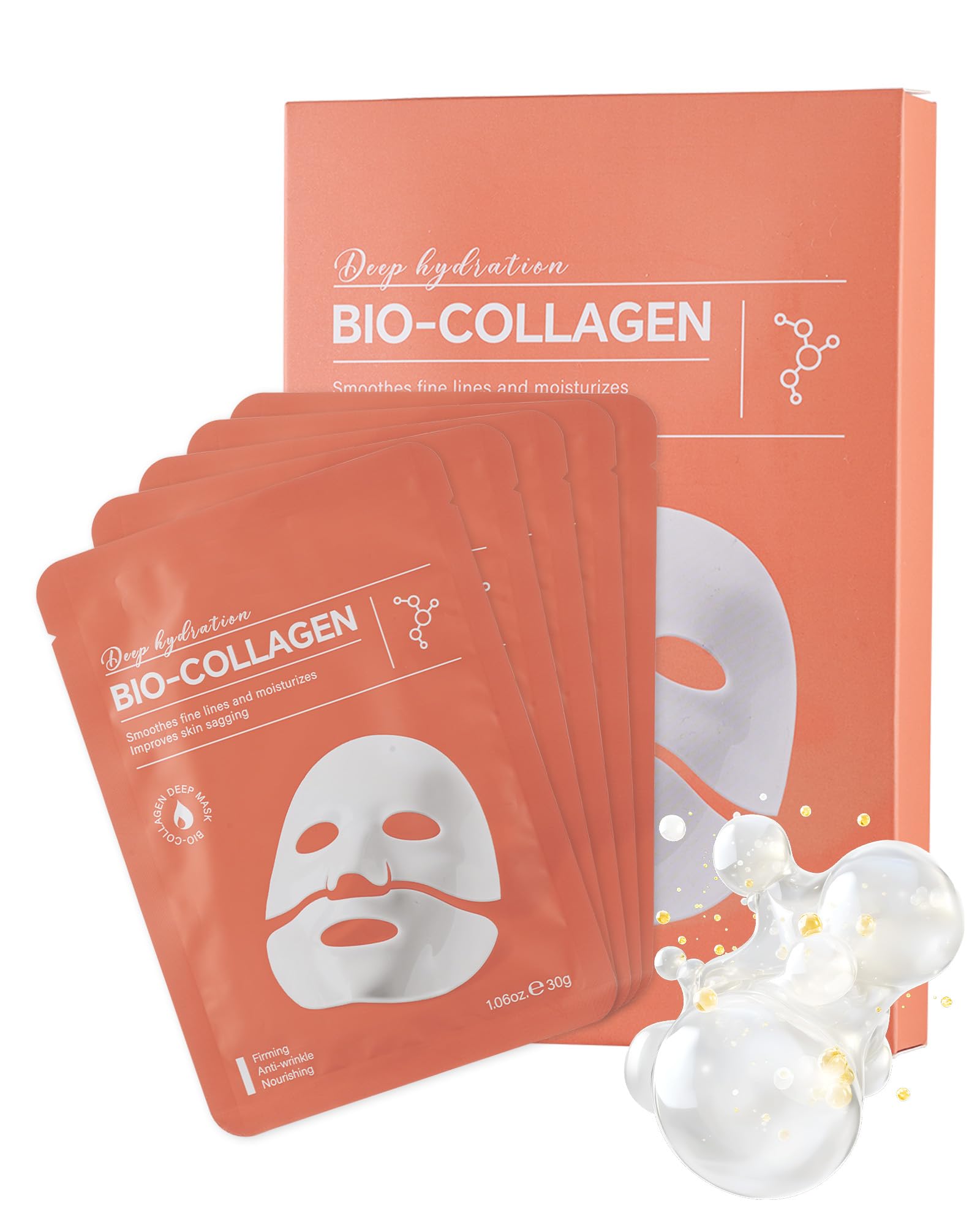 Sheet Facial Mask Set, 5 Packs Honey Anti-Aging Hydrating - LYSdefeu