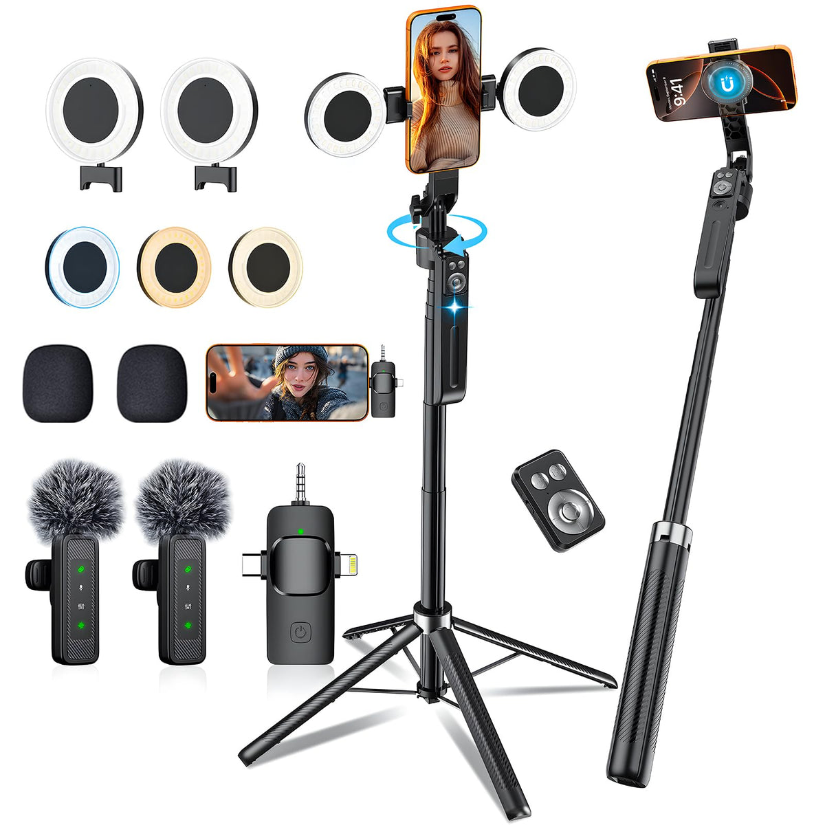 71 2 in 1 Magnetic Tracking Tripod for iPhone Vlogging Kit 2 - Btahsd Official Imagery - 1