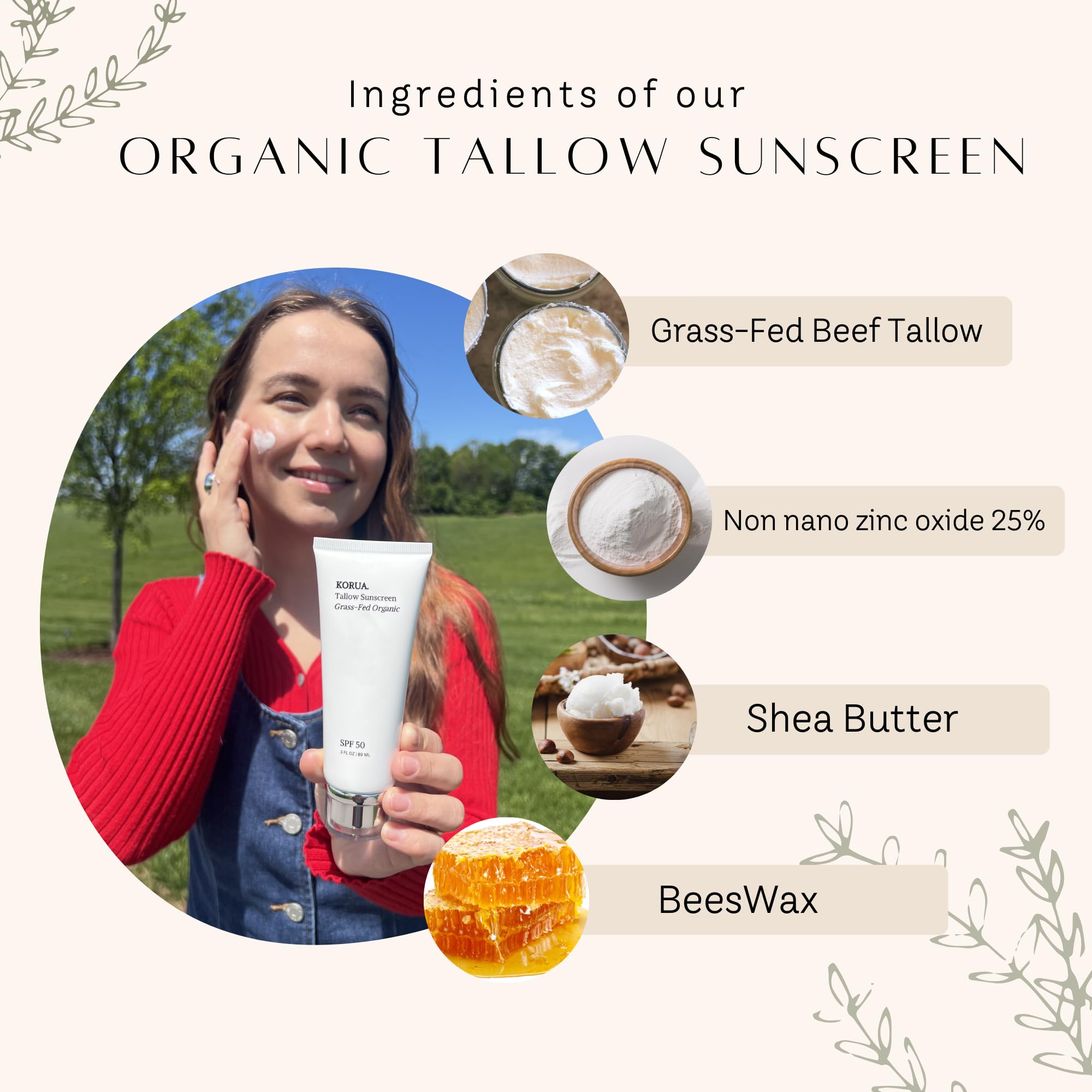 Korua Grass Fed Tallow Sunscreen 80ML with Non Nano Zinc Oxide 25% - View 3