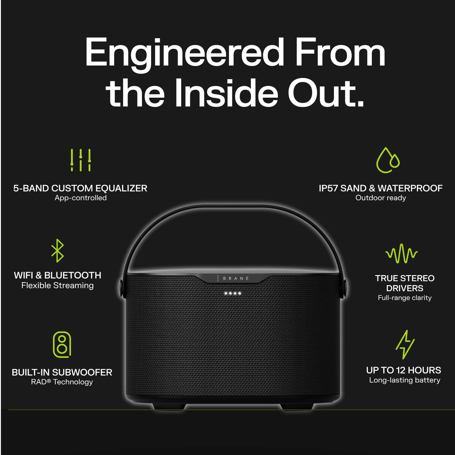 Brane Audio Brane X Smart Speaker, Portable Wireless Bluetooth Sp by Brane Audio - Angle View 3
