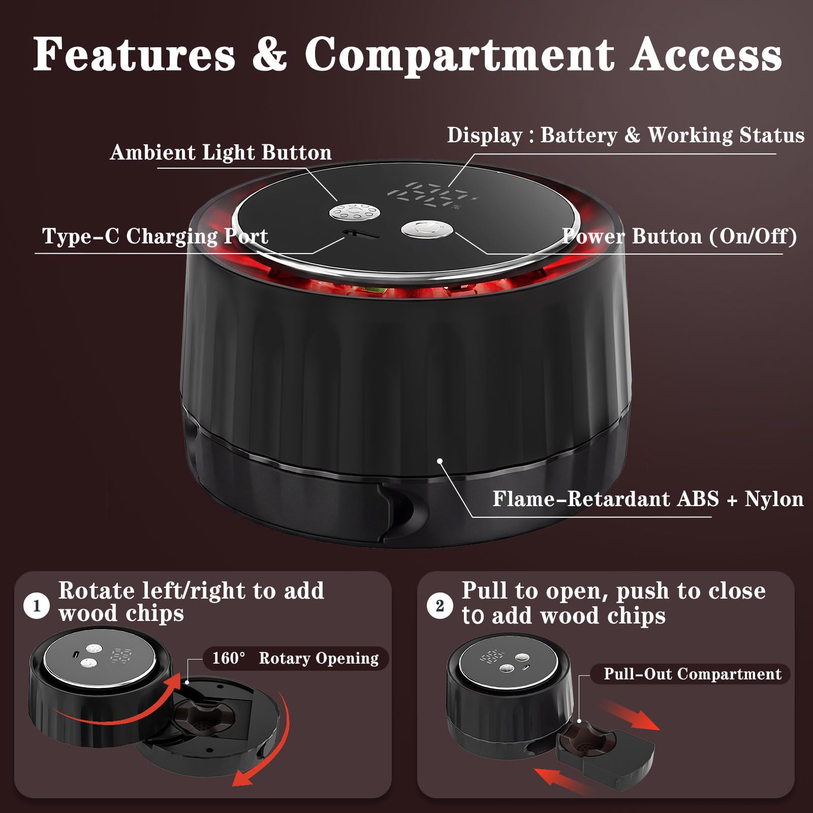 AOZUO Electric Whiskey Smoker Kit with 6 Wood Chips - Whisky Gift - AOZUO Official Product View 4