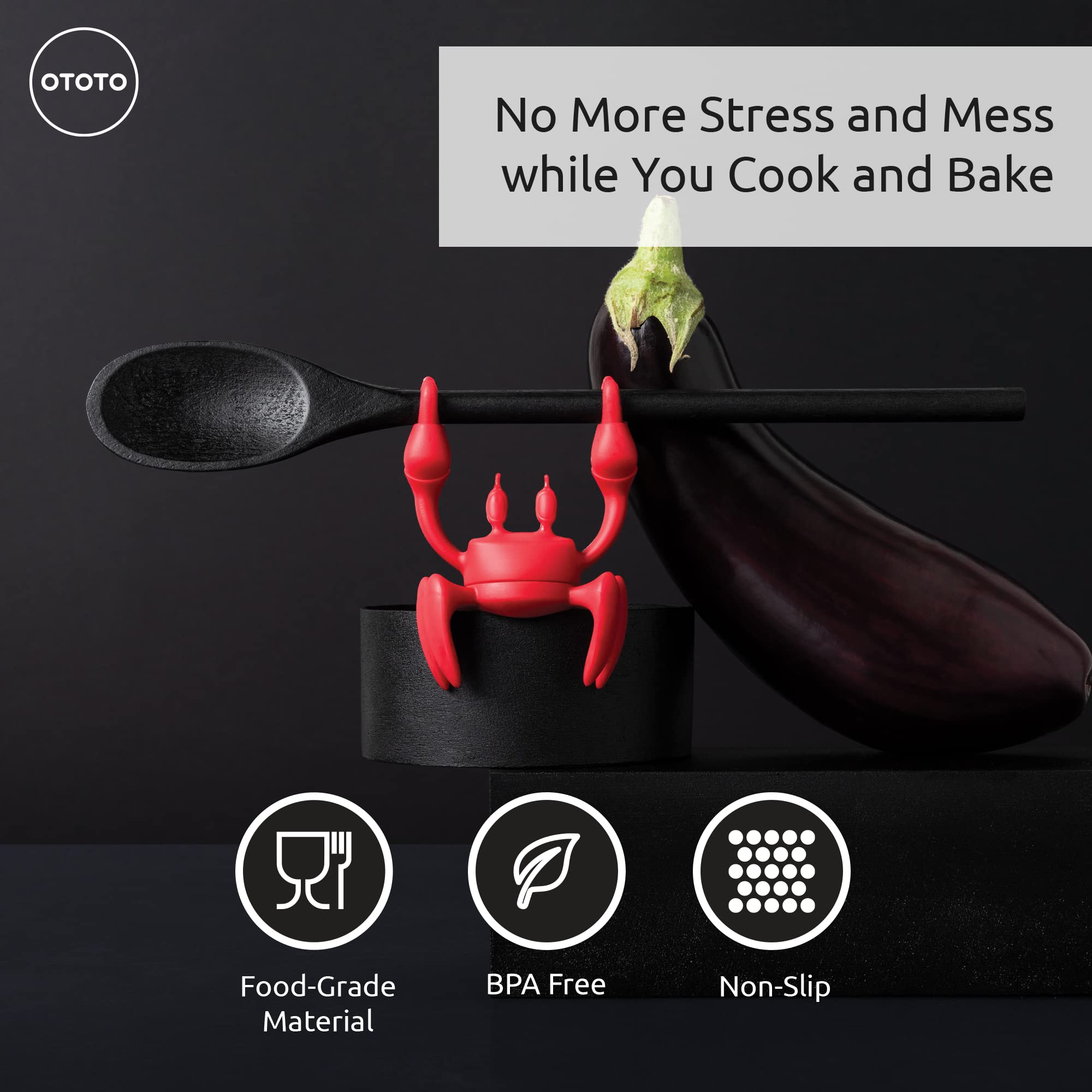 OTOTO 2 in 1 Silicone Spoon Rest & Steam Releaser - Large Spoon Holder - View 3