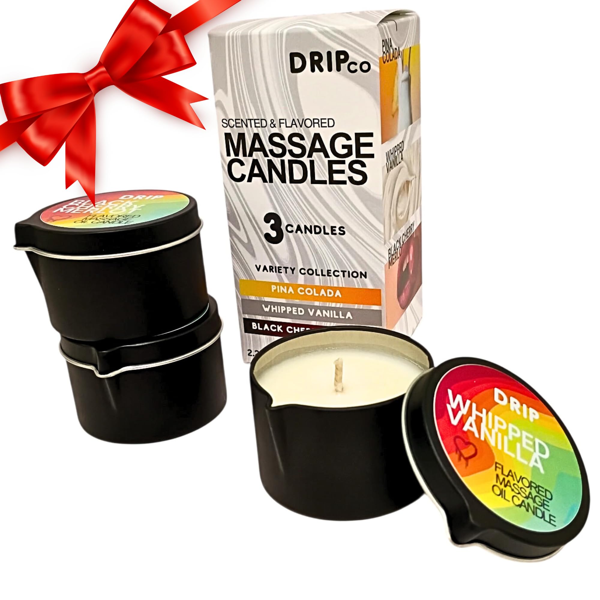 Drip Co Massage Candle Variety 3 Pack 6.75 oz, Edible & Scented USA Ma - View 1