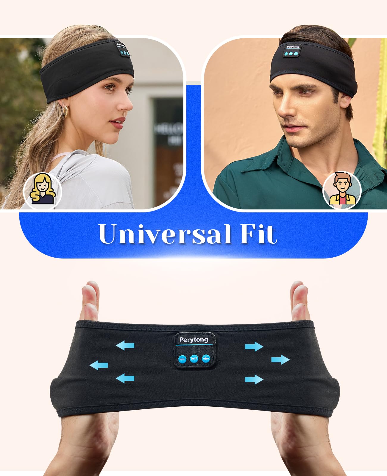 Perytong Sleep Headphones Wireless, Bluetooth Sports Headband Hea - Perytong Official Product View 9