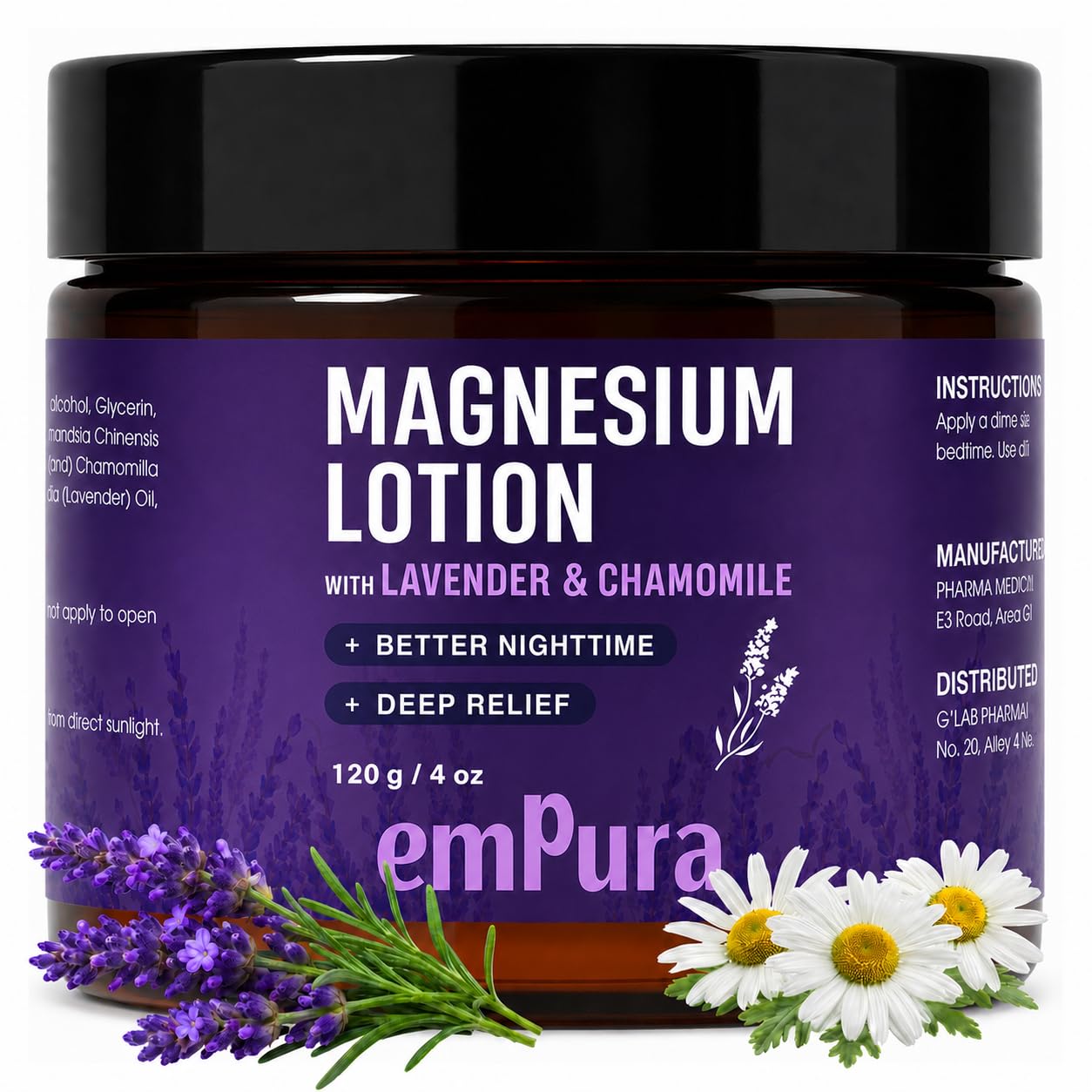 EMPURA Lavender Magnesium Lotion, Relaxing Gifts for Women, 4 Oz