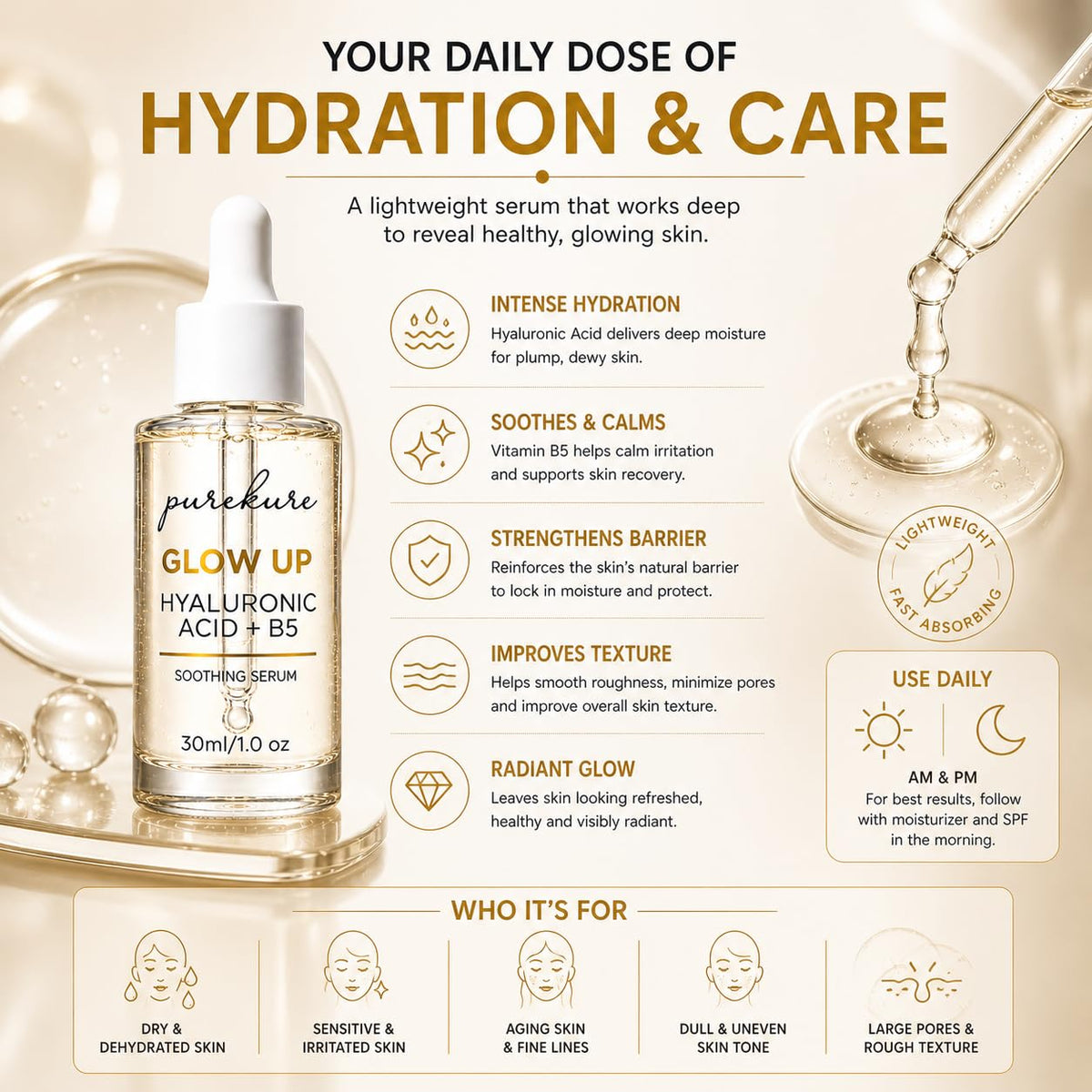 Hyaluronic Acid Serum for Dry Sensitive Skin - Purekure Official Imagery - 6