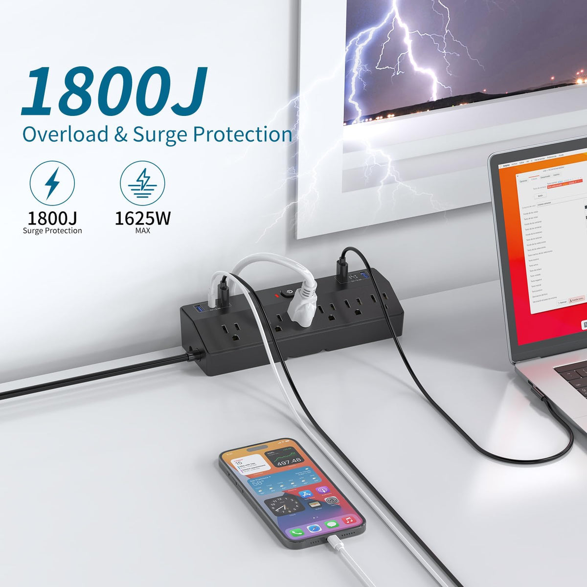 Desk Clamp Power Strip with 40W Fast Charging Station - JXGUCAT Official Imagery - 5