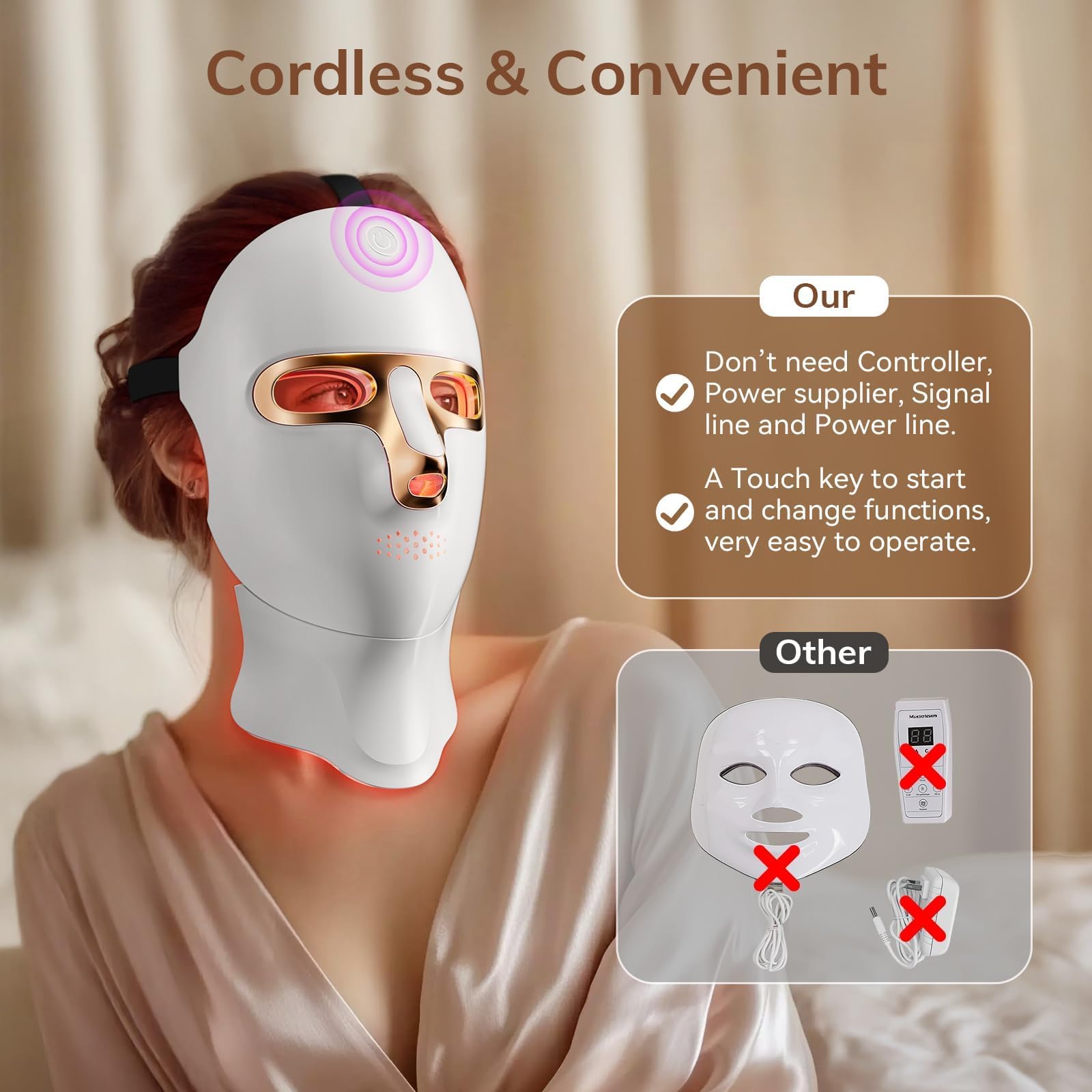 Red Light Therapy Mask USB C Rechargeable LED Face Mask - ONLUKY Official Imagery - 5